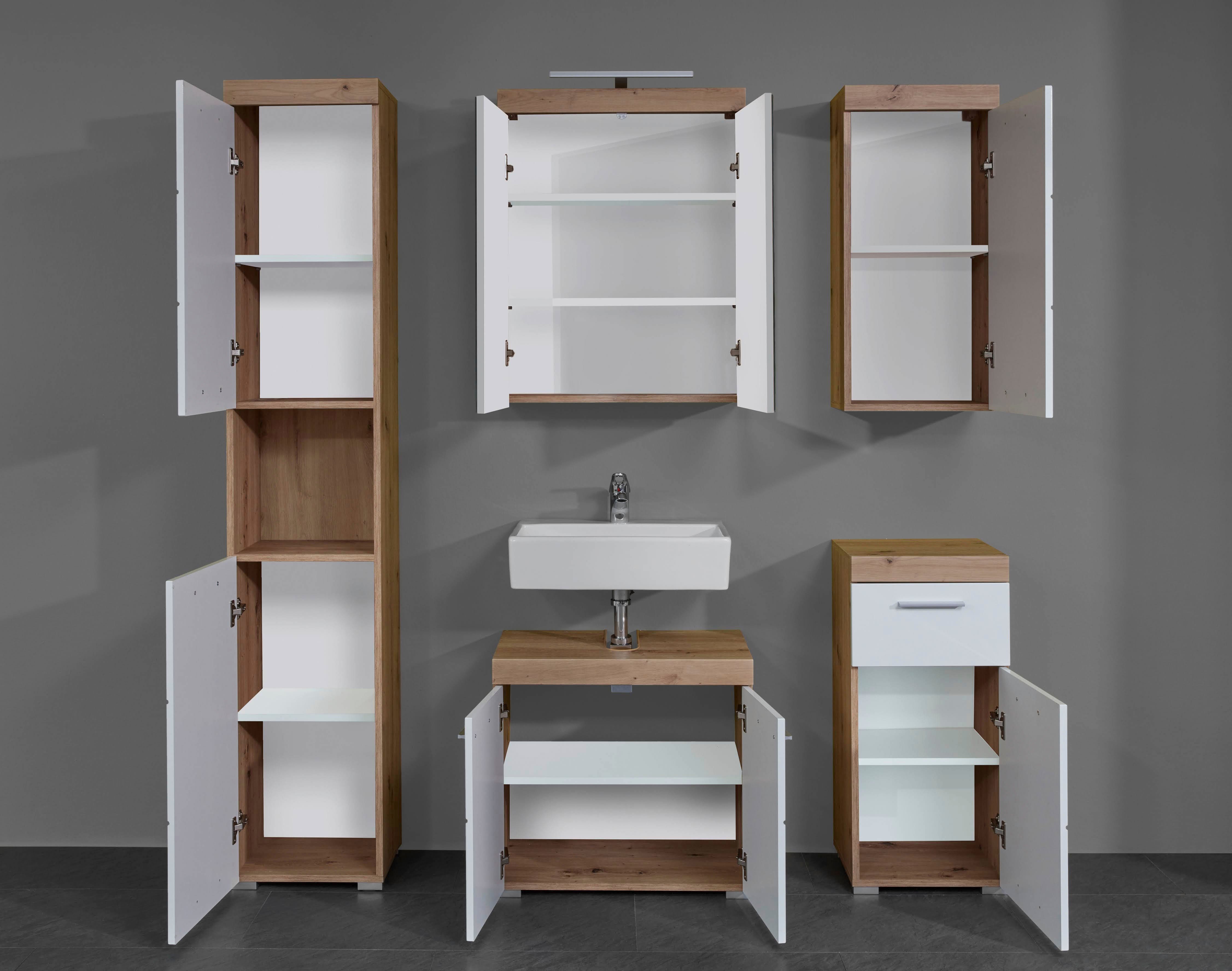 INOSIGN Hoge kast Avena Badkamer hoge kast met open vak, 2 deuren en 2 planken