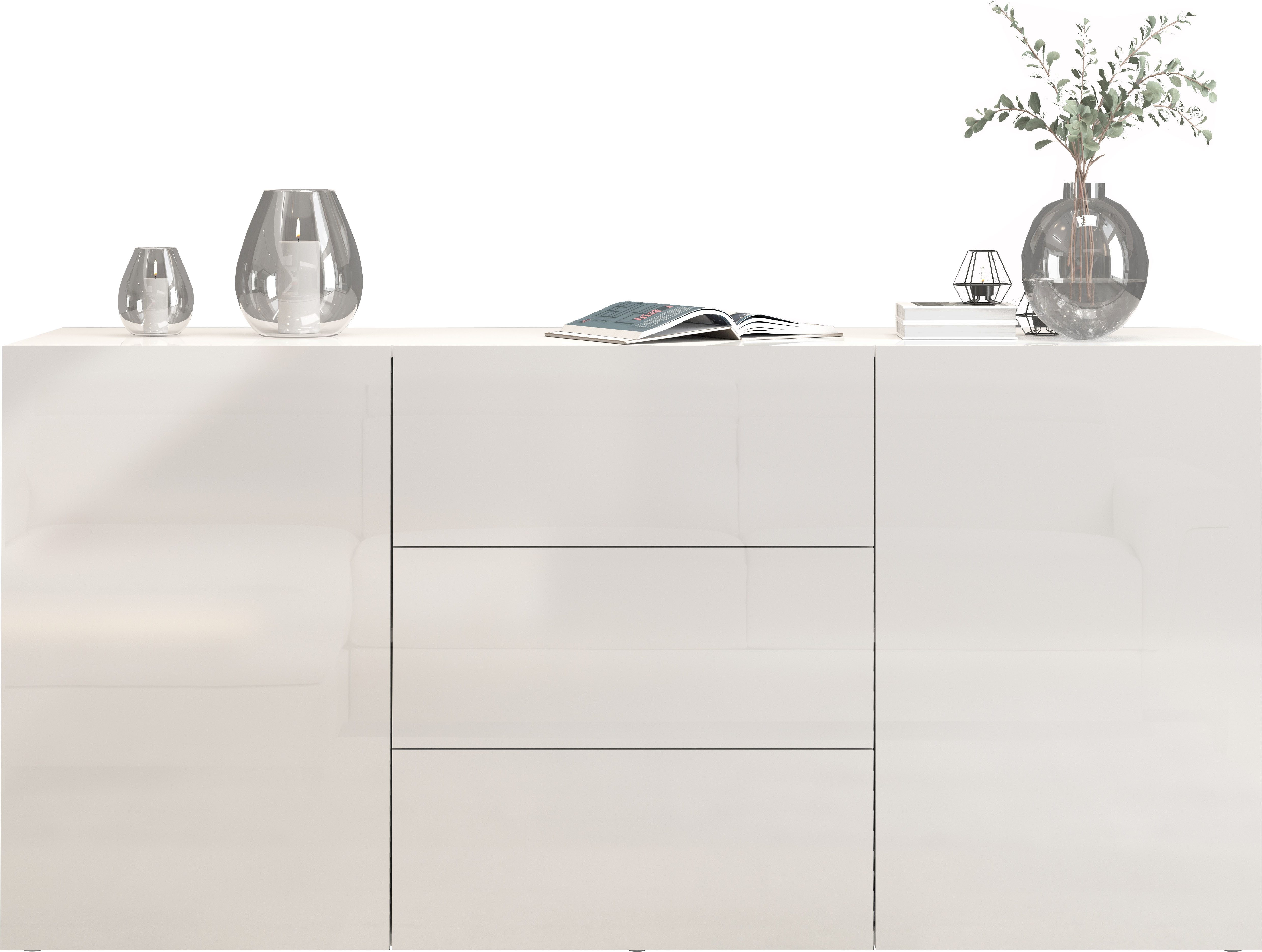 INOSIGN Dressoir Egypt, Ladekast, Kast, Buffet, greeploos 2 deuren, 3 lades, volledig hoogglans gelakt breedte 160