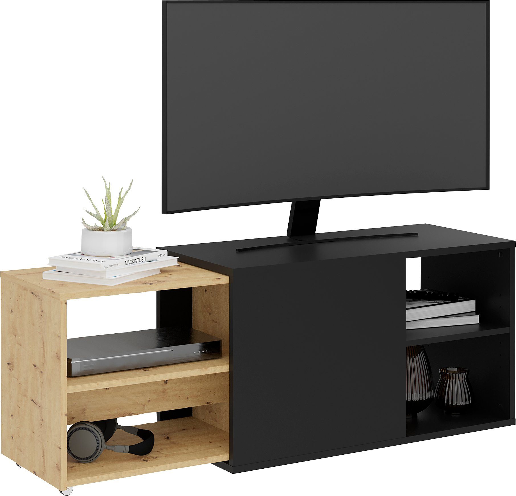 FMD Tv-meubel Slide uittrekbaar tot 129 cm
