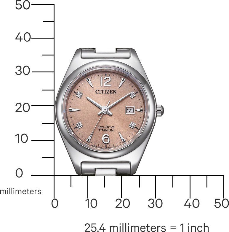 Citizen Solarhorloge EW2601-81L Horloge, dameshorloge, titanium, datum, saffierglas