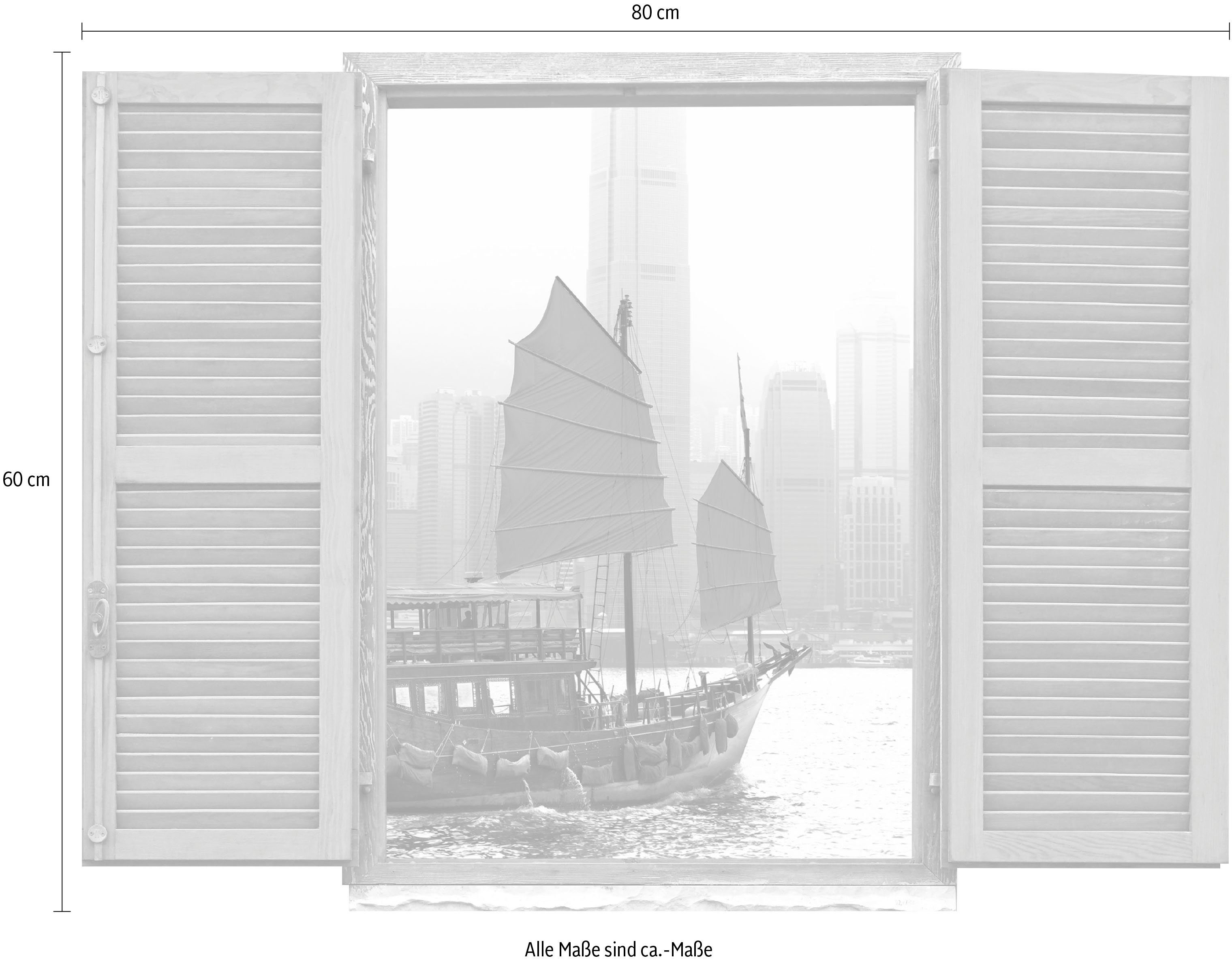 queence Wandfolie Piratenschip Muursticker, muurdecoratie, zelfklevend, 3D, raam (1 stuk)