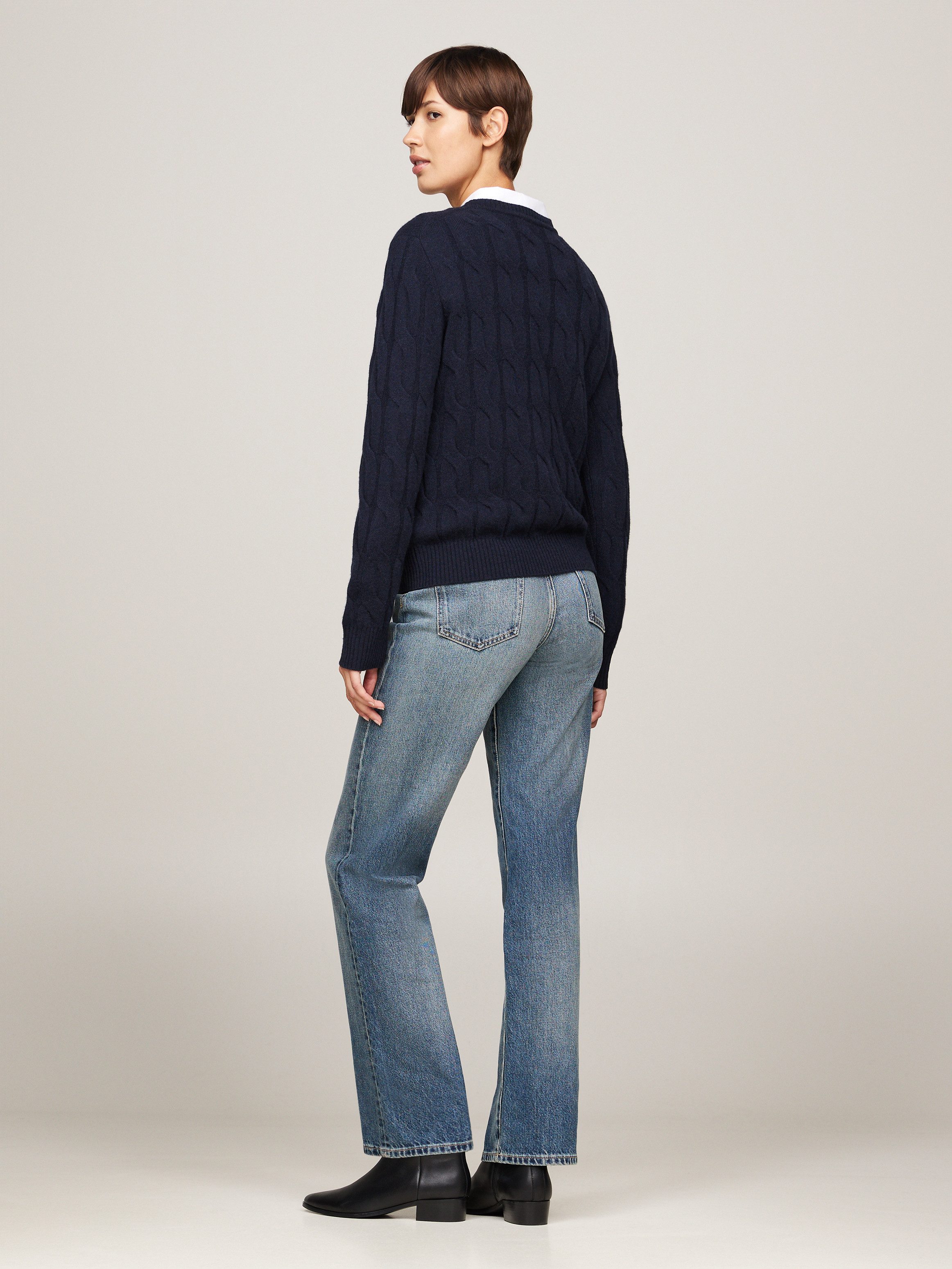 Tommy Hilfiger Gebreide trui SOFT WOOL CABLE C-NK met kabelpatroon ronde hals