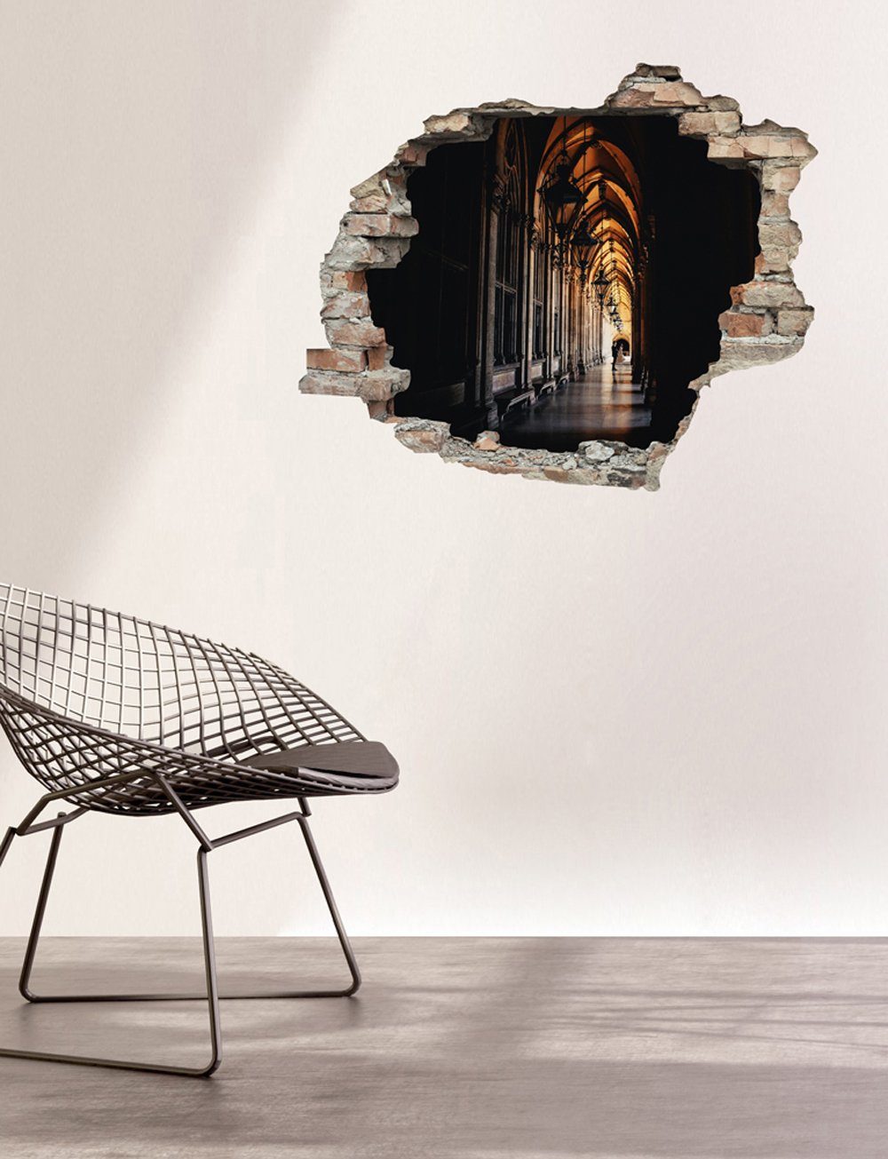 queence Wandfolie Heuvel Muursticker, muurdecoratie, zelfklevend, 3D, muurdurchbraak (1 stuk)