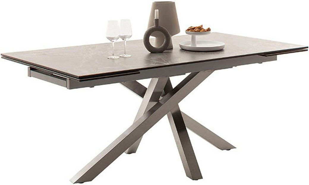 MCA furniture Eettafel ALMIROS uitschuifbare tafel 180-260 cm gemarmerd Keramiek, roestvrij staal, marmer-look, uittrekbaar, belastbaar tot 100 kg,