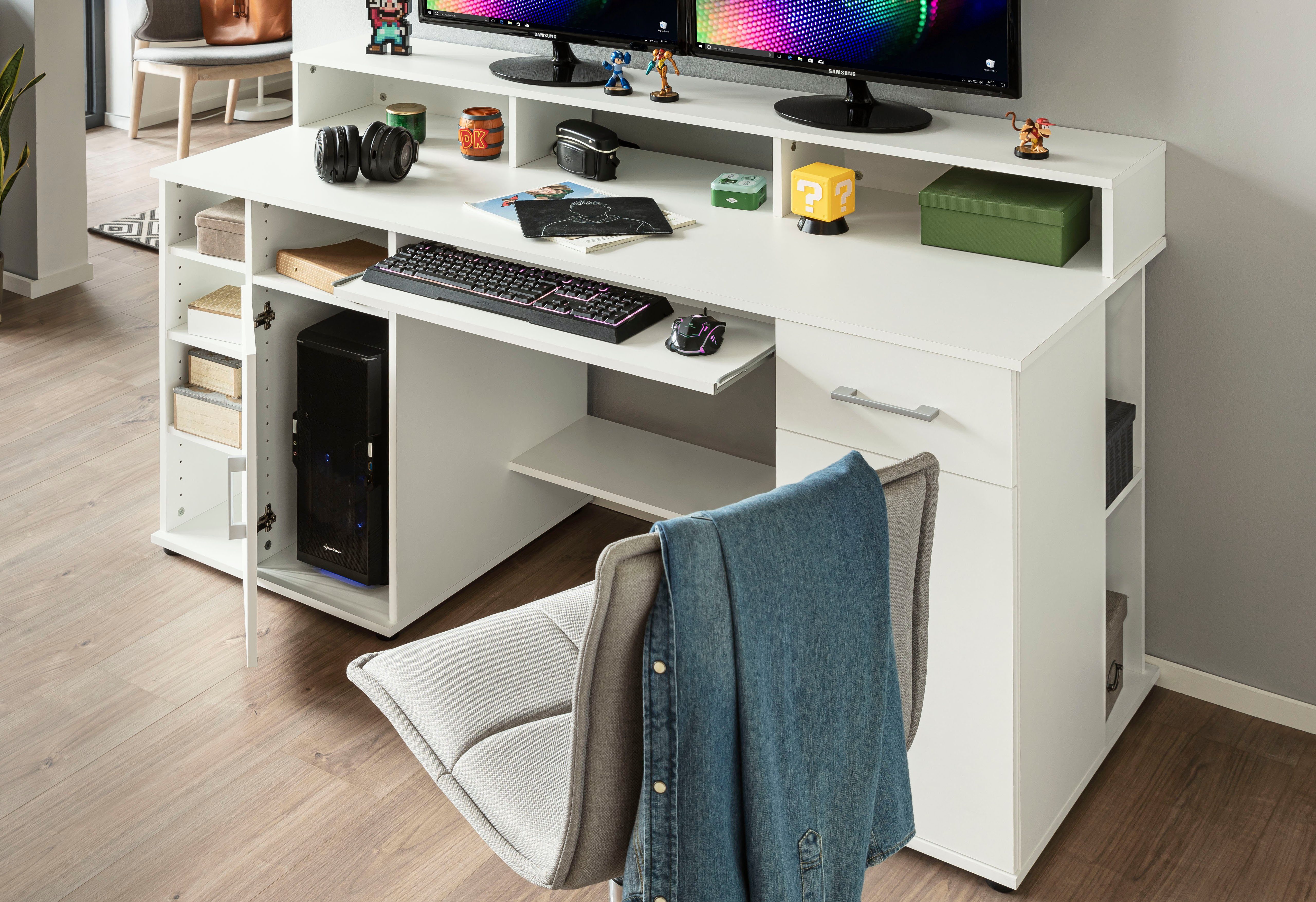 VOGL Möbelfabrik Bureau Tim mit Monitoraufsatz, Tastaturauszug & Towerfach, Breedte 157 cm
