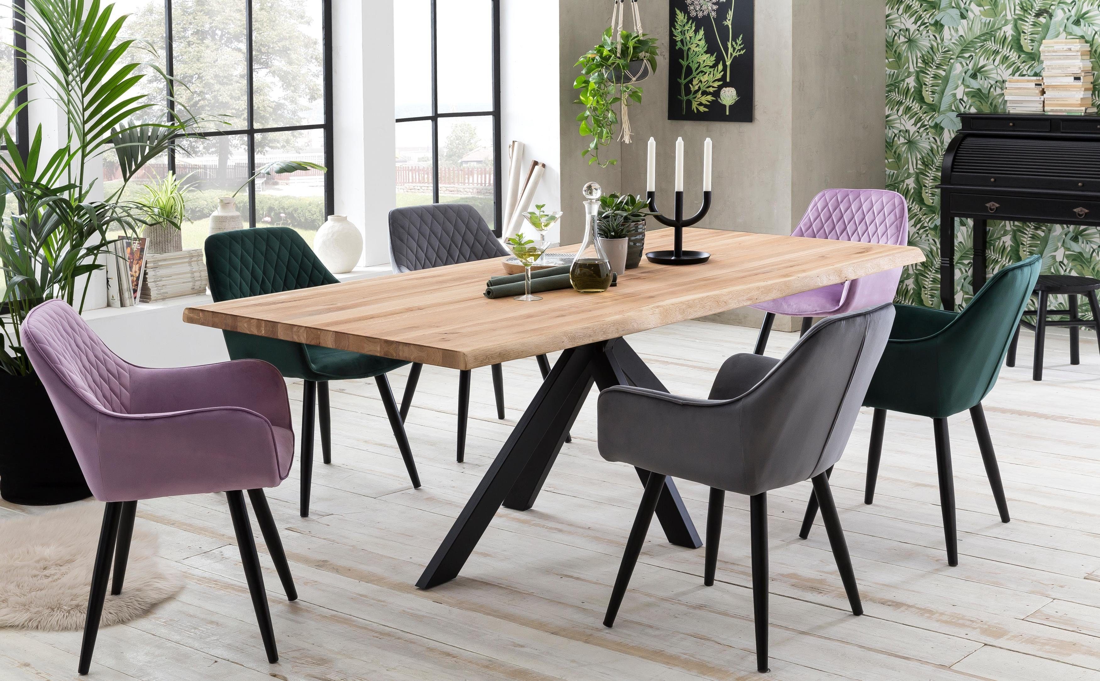 Home affaire Eettafel TRISTAN Massief wild eiken met echte boomrand