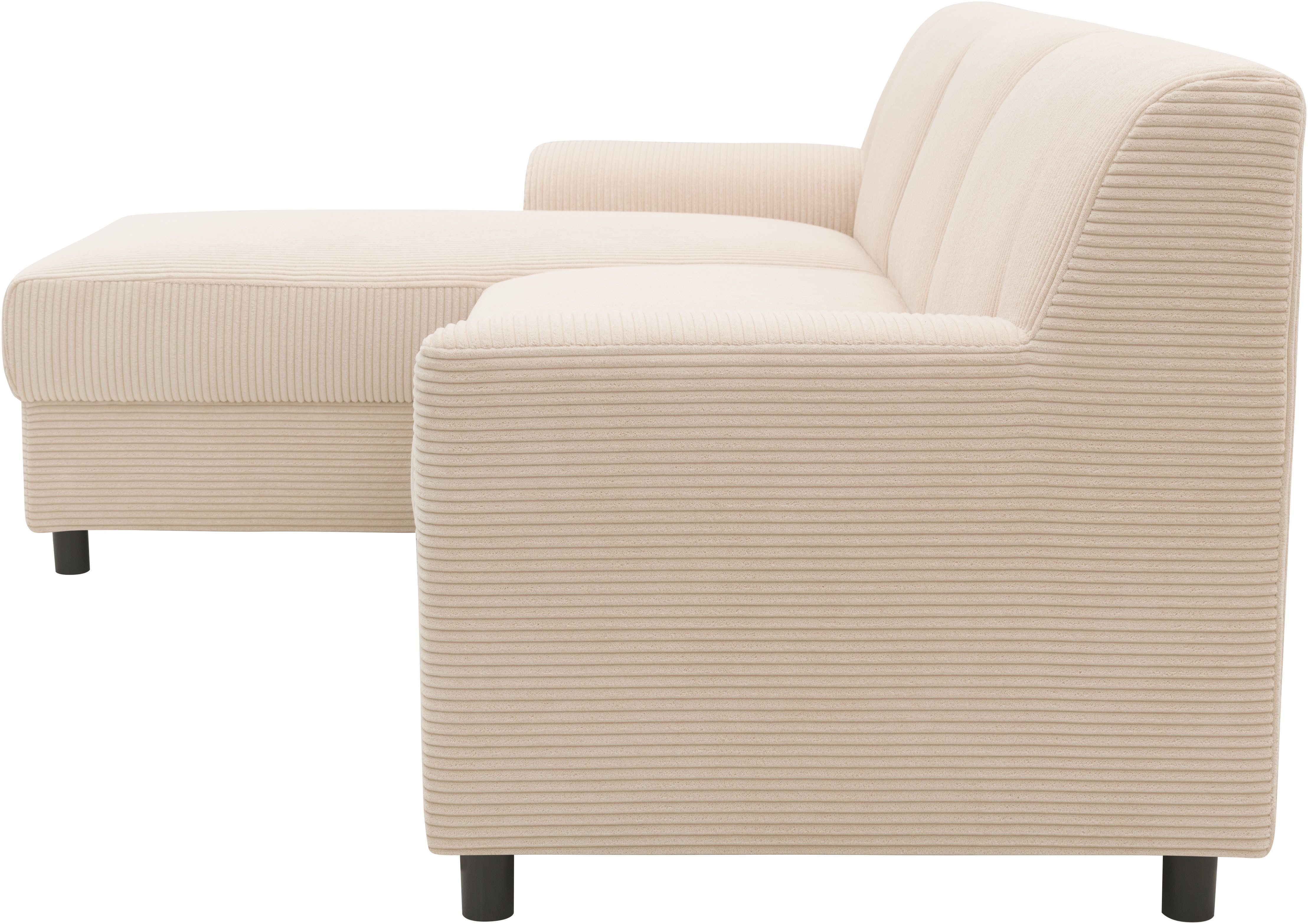INOSIGN Hoekbank Turah 2, L-vorm, in Cord en waterafstotende microvezel, Vering B/D/H: 241/146/79 cm, incl. sierkussen, optioneel met bedfunctie