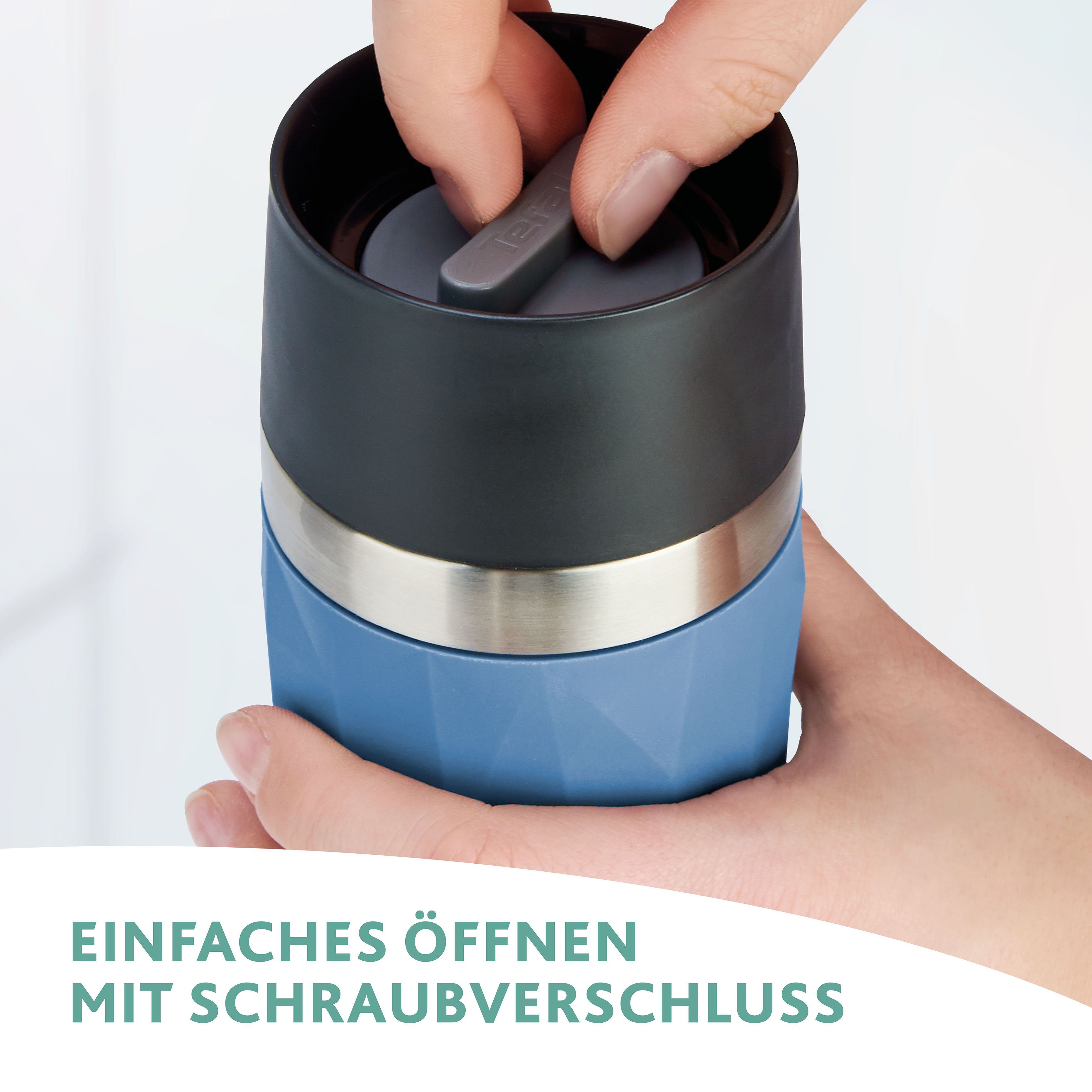 Emsa Thermosbeker Travel Mug Compact 0,3l, roestvrij staal, 3u warm/6u koud, 360° drinkopening, vaatwasmachinebestendig