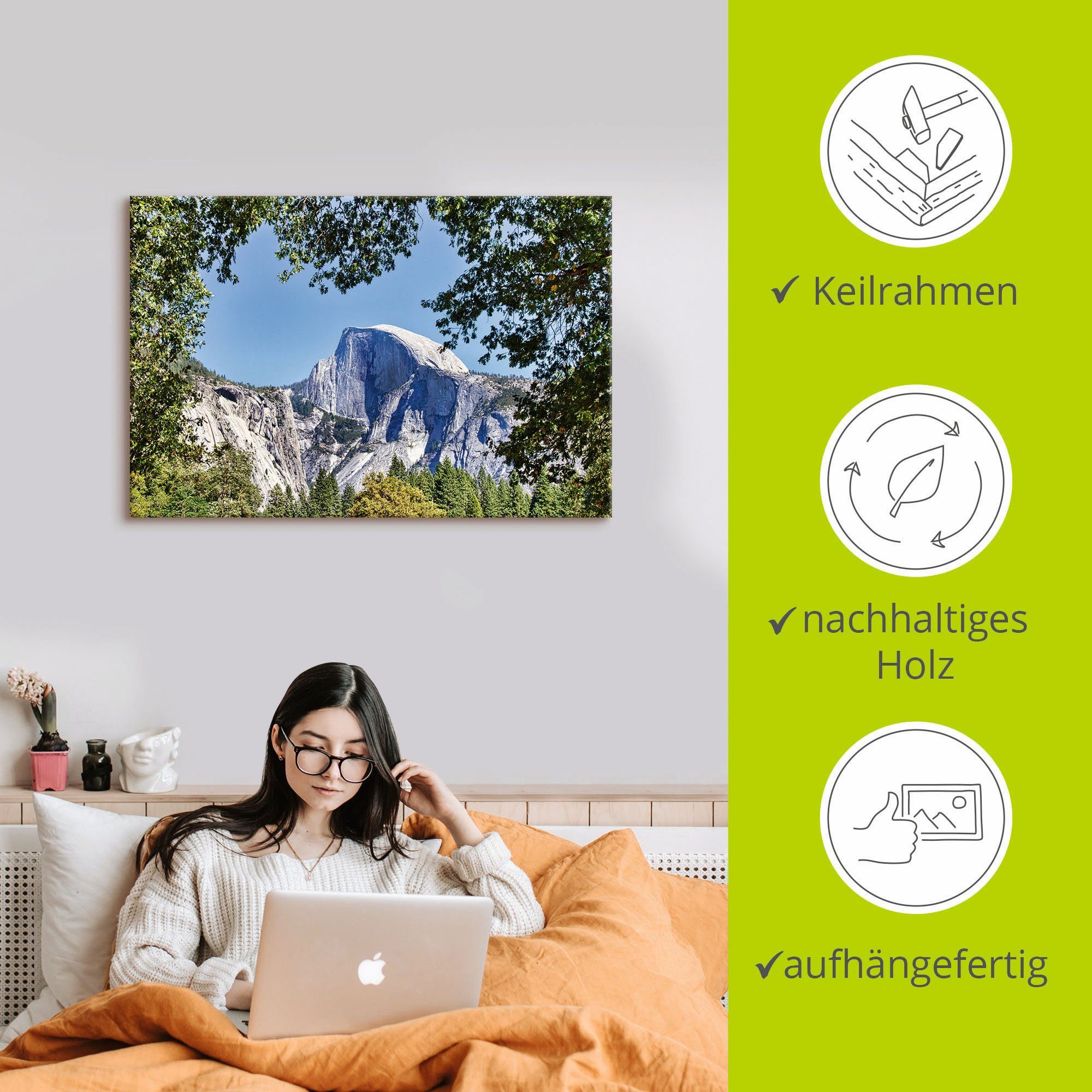Artland Artprint YOSEMITE VALLEY Half Dome als artprint van aluminium, artprint op linnen, muursticker of poster in verschillende maten