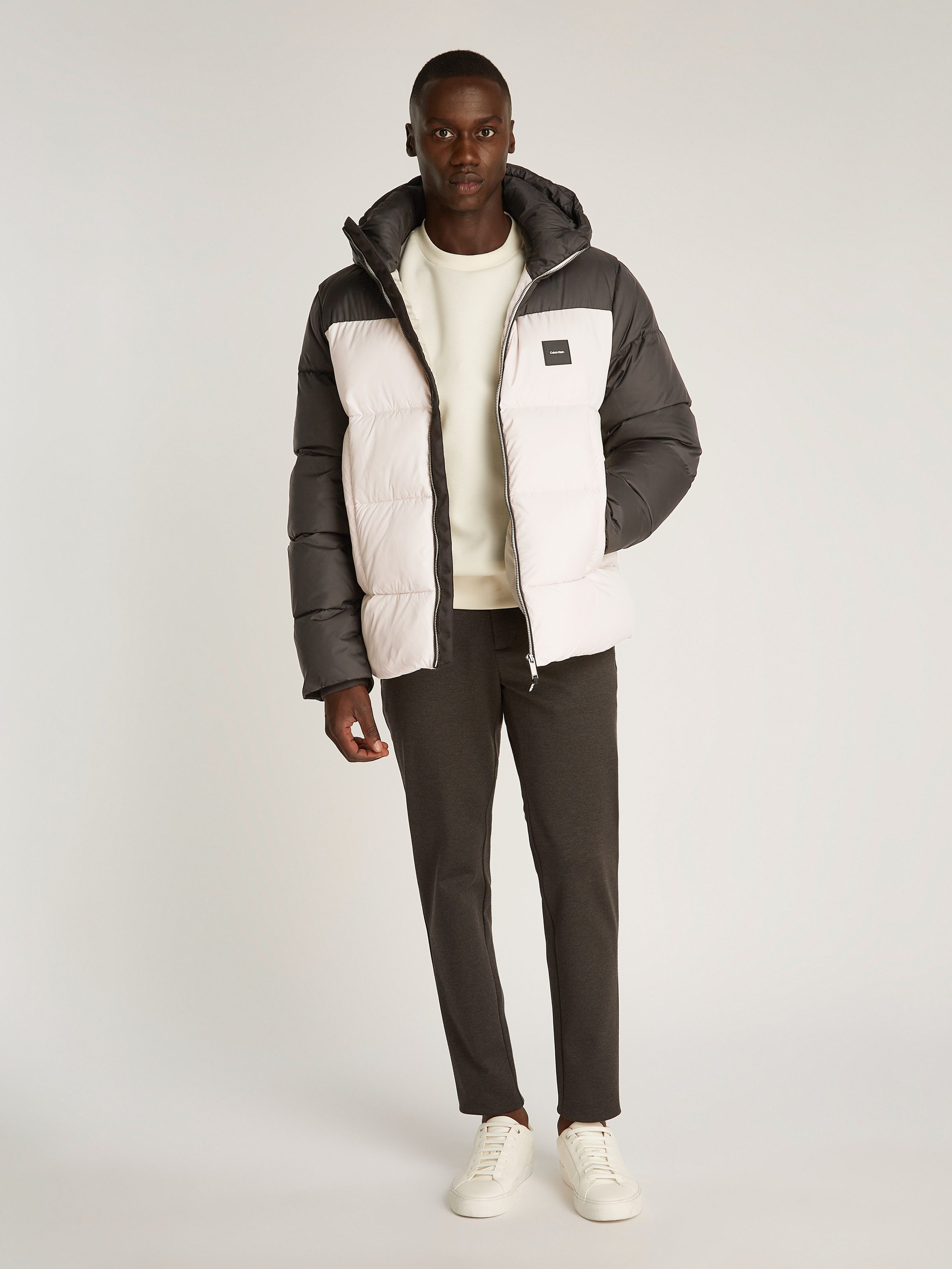 Calvin Klein Outdoorjack HOODED QUILT COLOR-BLOCK PUFFER