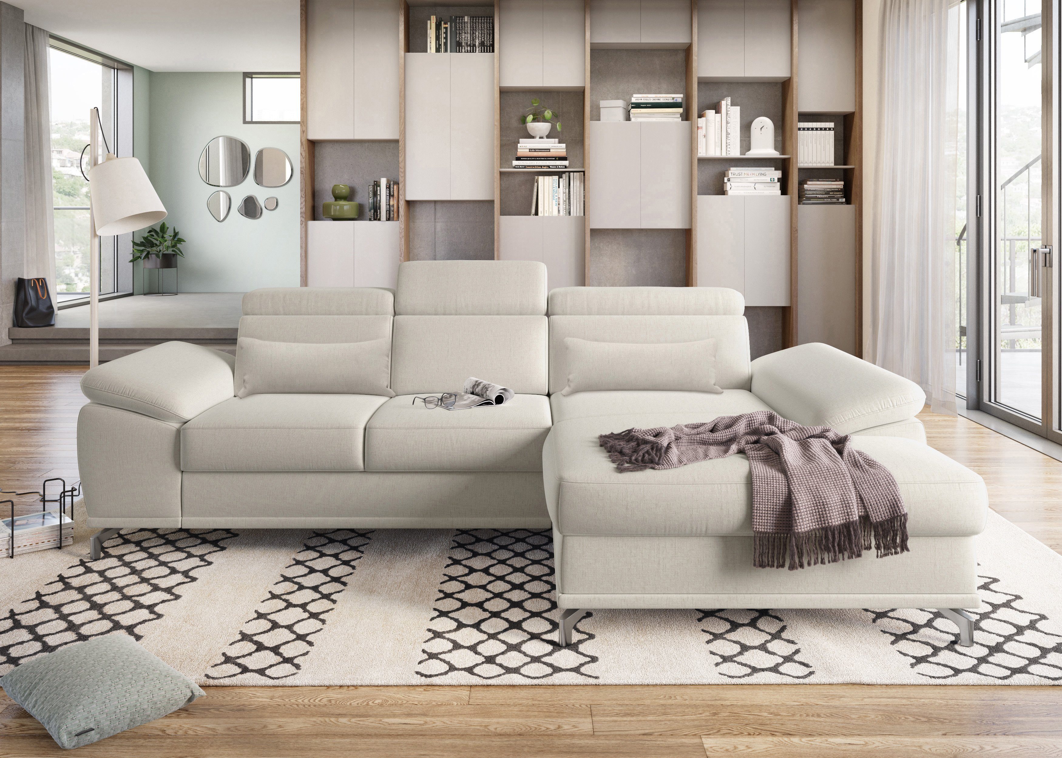 sit&more Hoekbank Cabrio L-vorm, met zitdiepteverstelling, arm- en hoofdsteunverstelling