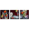 artland print op glas verse fruitcocktail i (3 stuks) multicolor