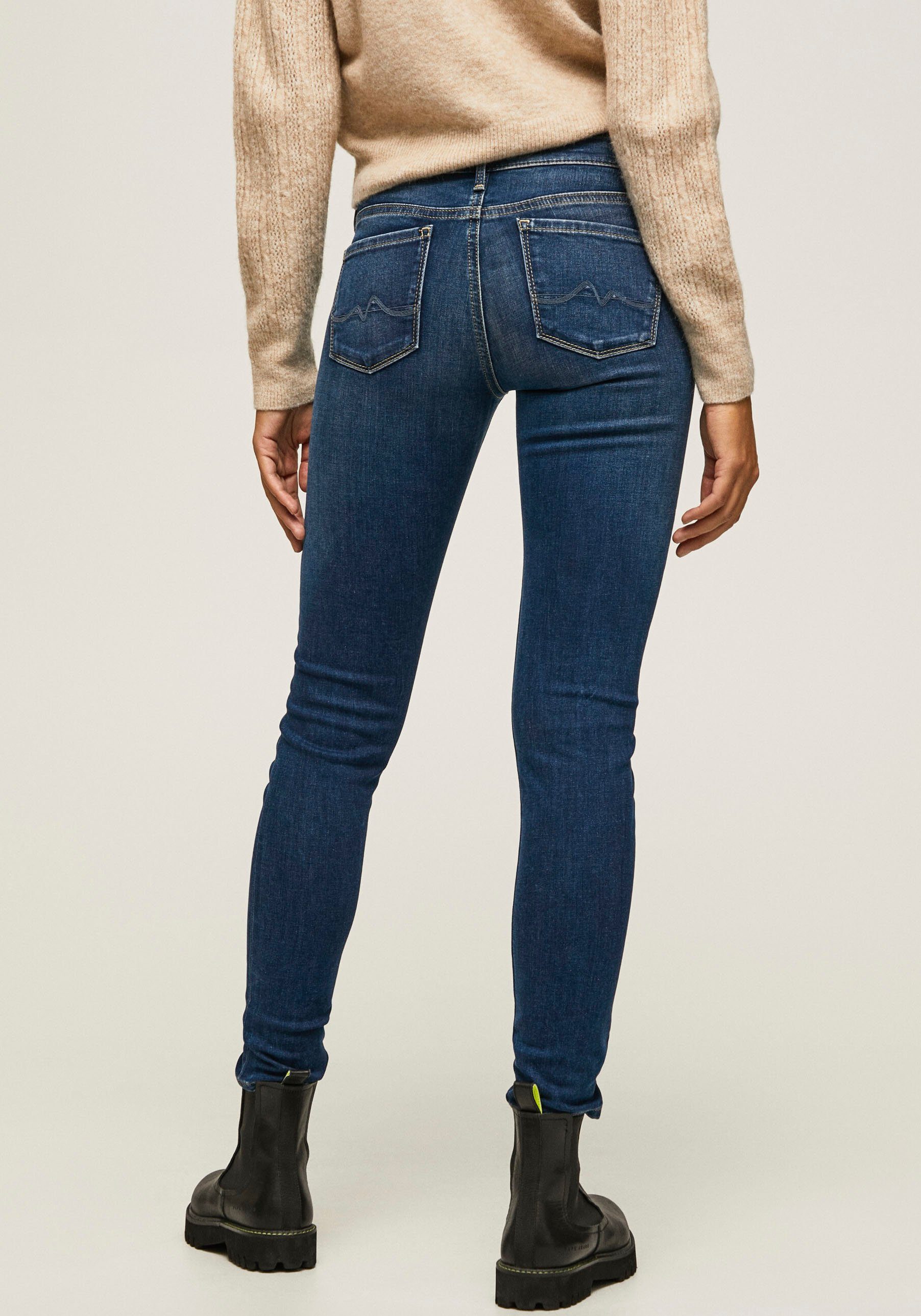 Pepe Jeans Skinny fit jeans SOHO in 5-pocketsstijl met 1-knoop en stretchaandeel