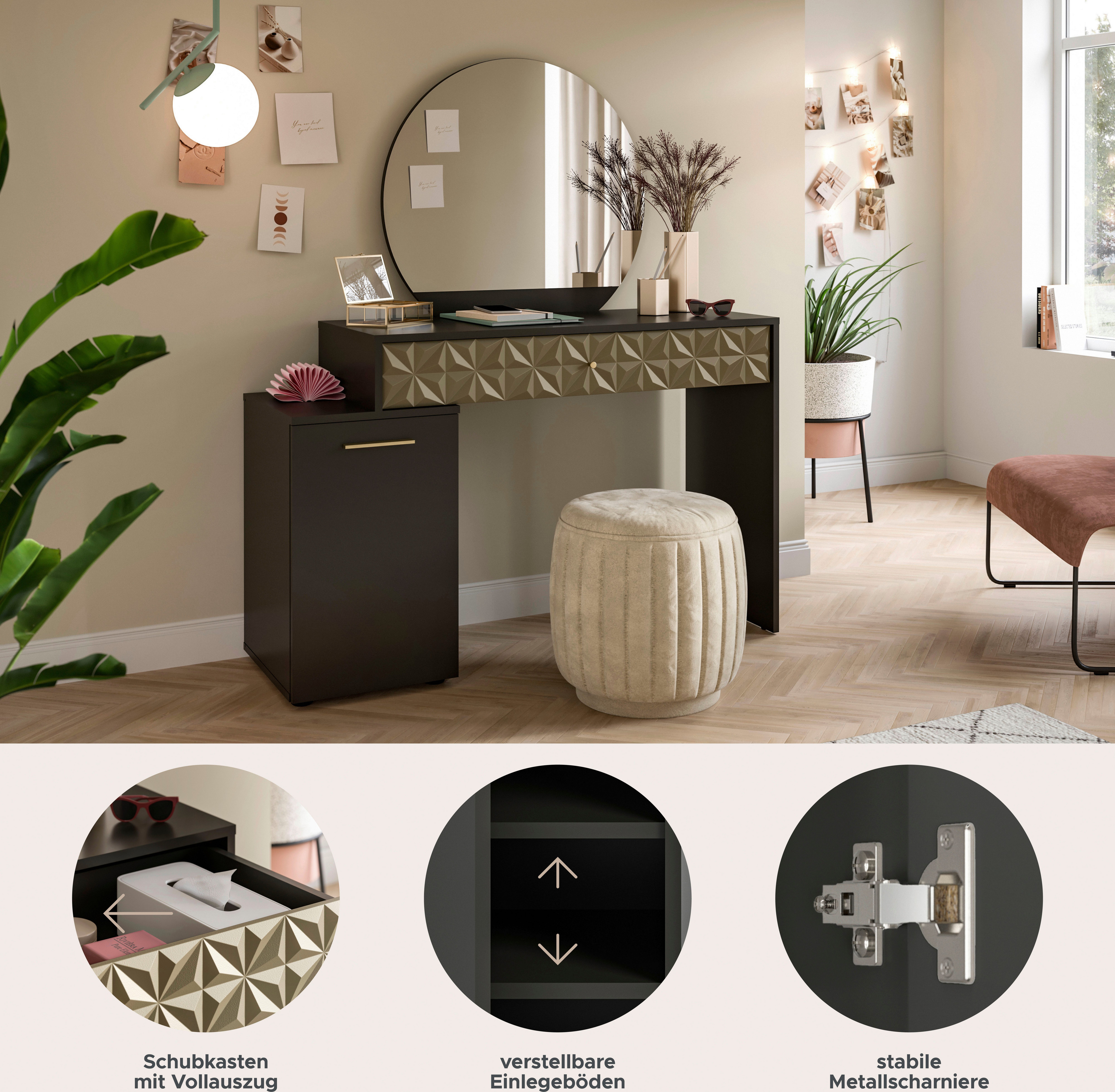 INOSIGN Sidetable Föhnkast, kaptafel, make-uptafel, inclusief spiegel