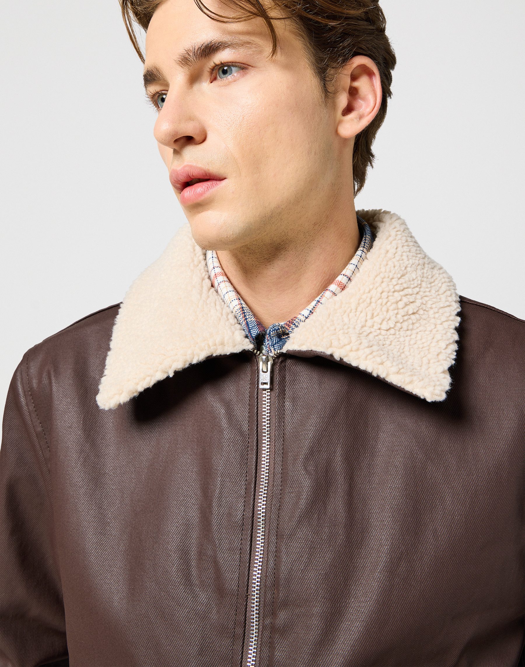 Wrangler Leren jack AVIATOR met riemlussen aan de zoom