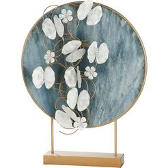 casablanca by gilde decoratief figuur decoratief object blossoms, blauw-goud decoratief object, van metaal, hoogte 65 cm, glas met bloemen, woonkamer (1 stuk) blauw