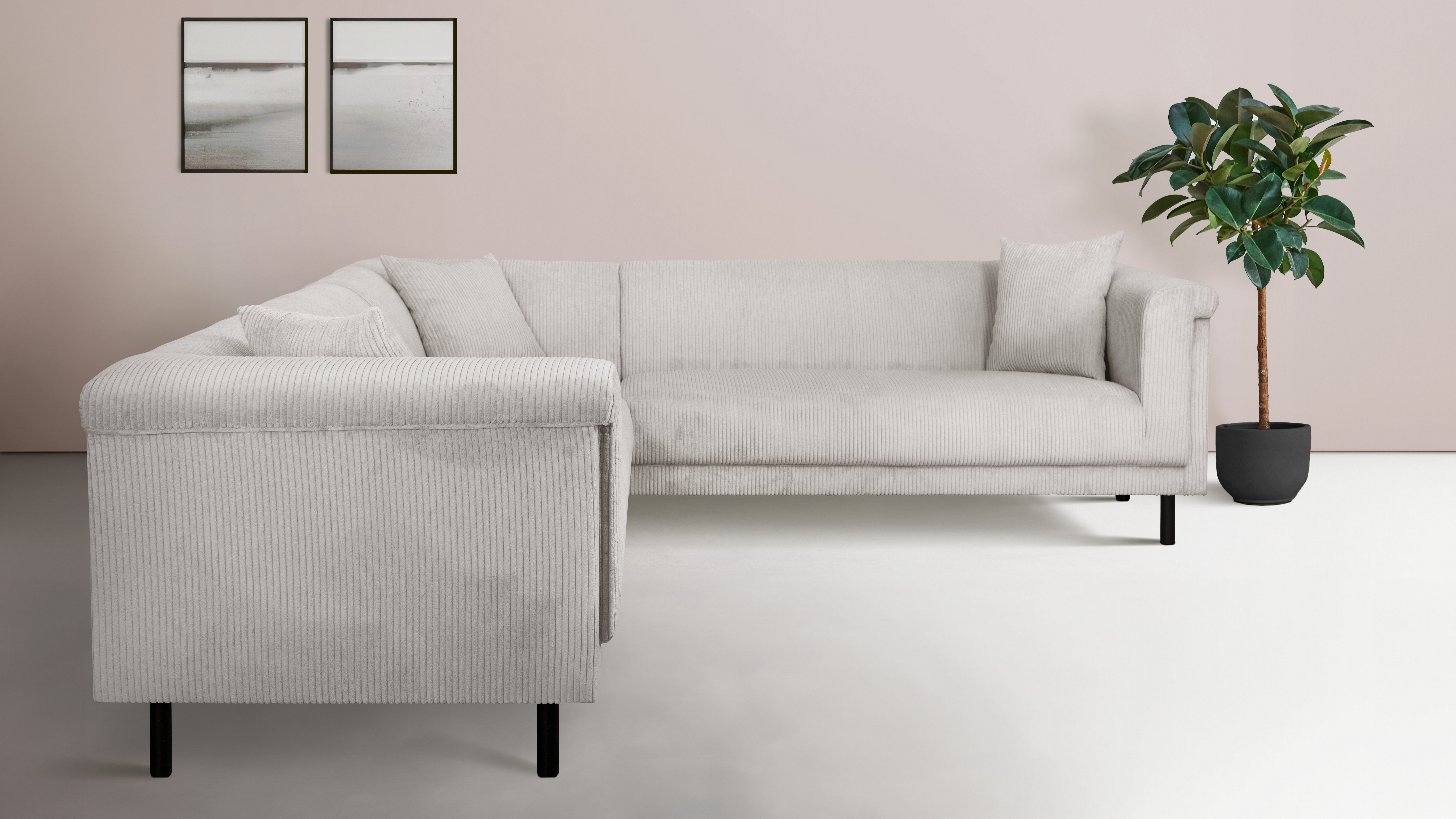 INOSIGN Hoekbank AGNIA L-vorm BxDxH: 244x244x71 cm incl. sierkussen, gelijkbenig, ook in cord