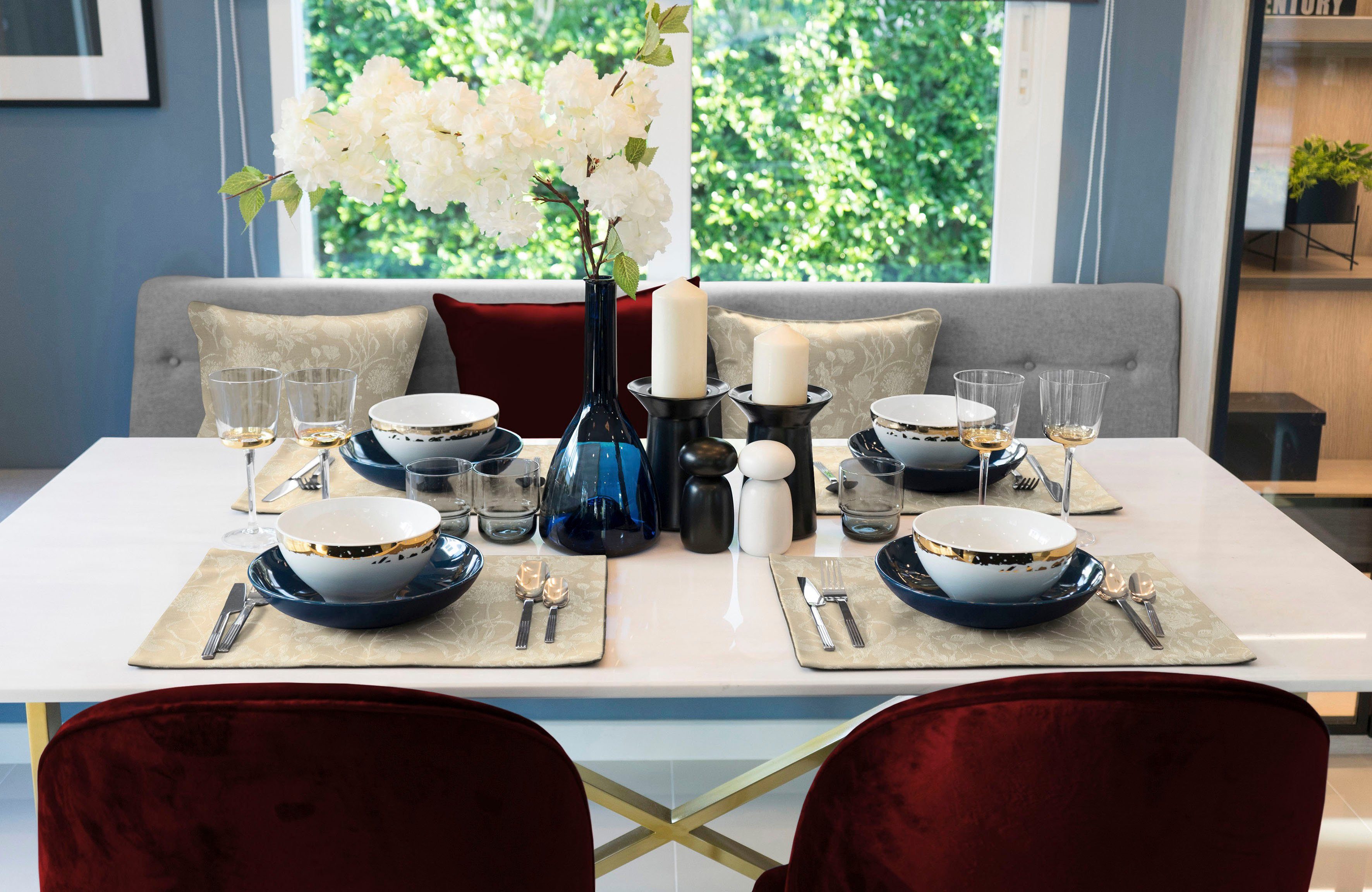 Adam Set placemats Flower Cuveé Light GOTS organic, gecertificeerd door CERES 0242, Made in Germany (2 stuks)