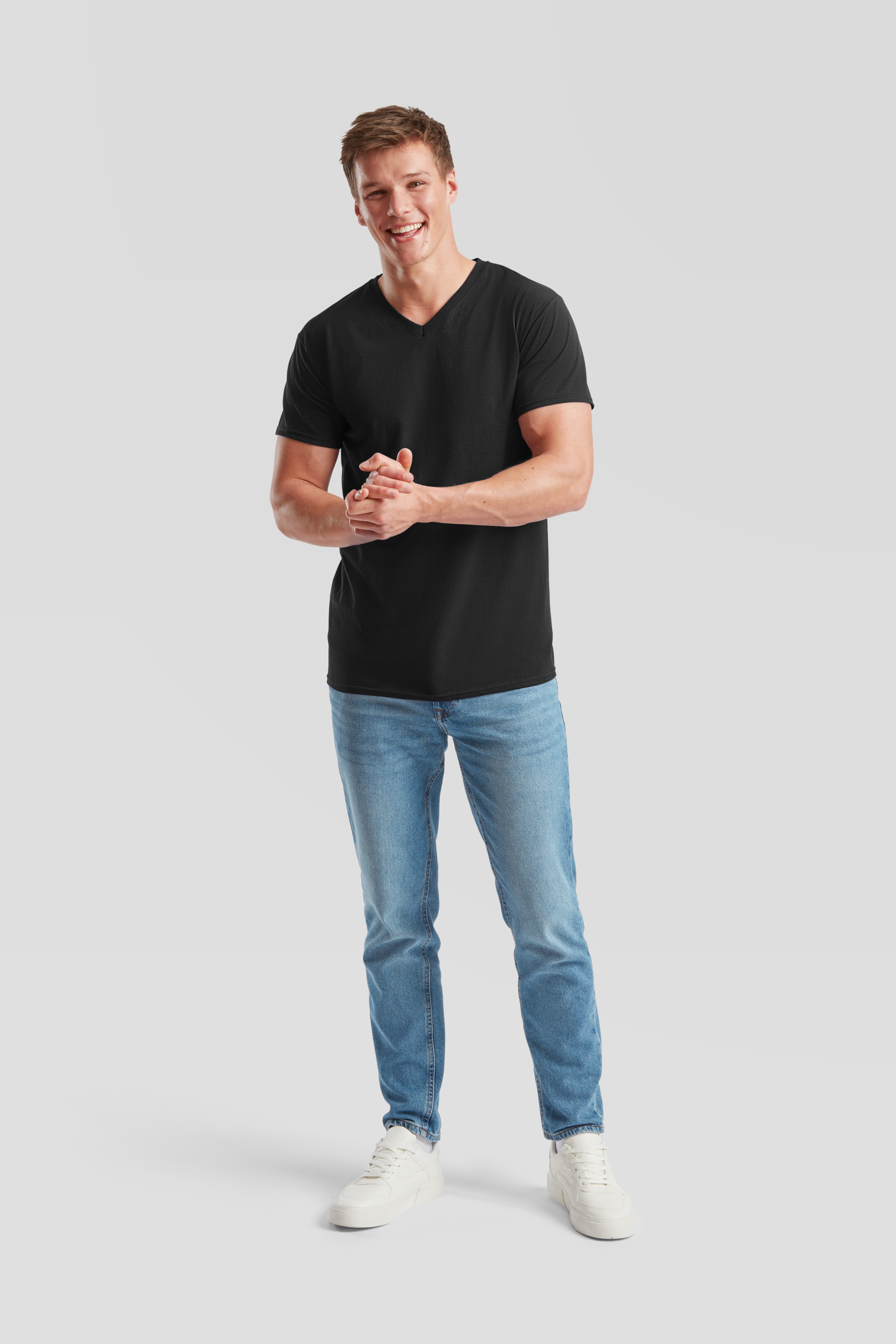 Fruit of the Loom T-shirt van katoen, v-hals(set, 6-delig)