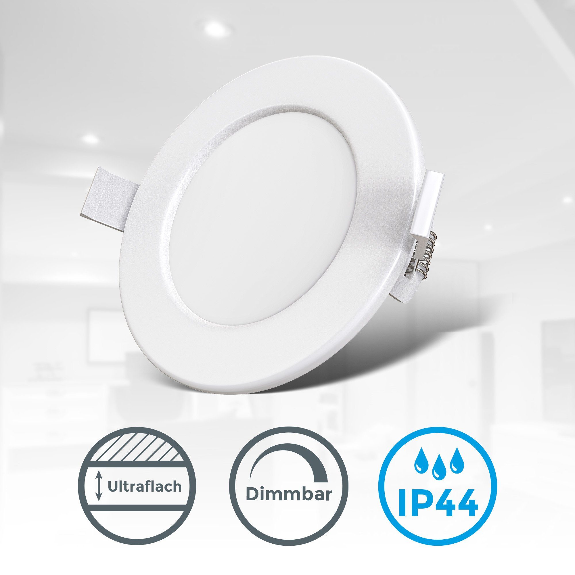 B.K.Licht Led-inbouwlamp BK_EL1276 LED Bad-Einbauleuchten, 6er Set, Dimmbar, Weiß, IP44 (6 stuks)