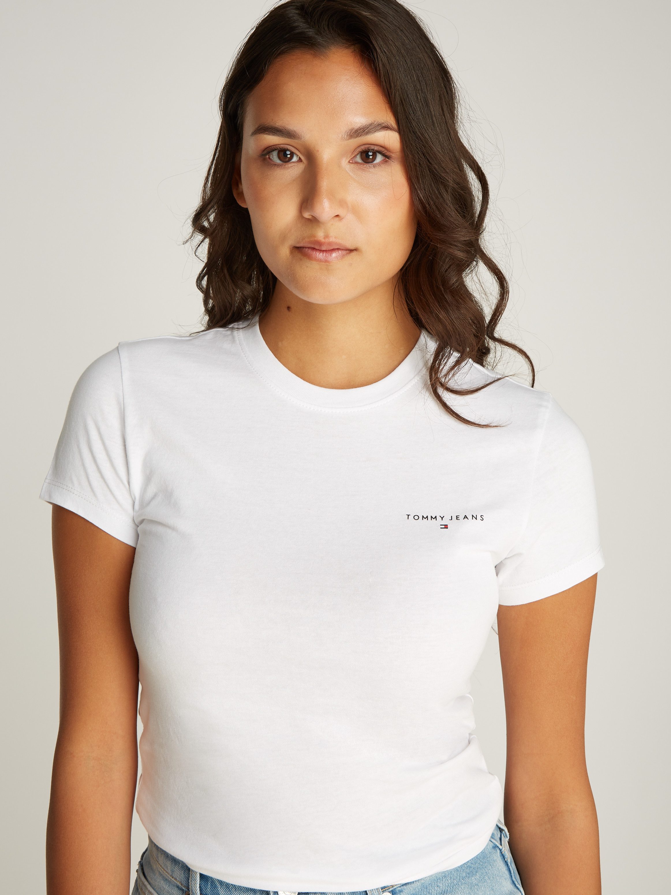 TOMMY JEANS T-shirt Tjw 2Pack Slim Linear Tee met logo-opdruk in effen kleur (Set van 2)