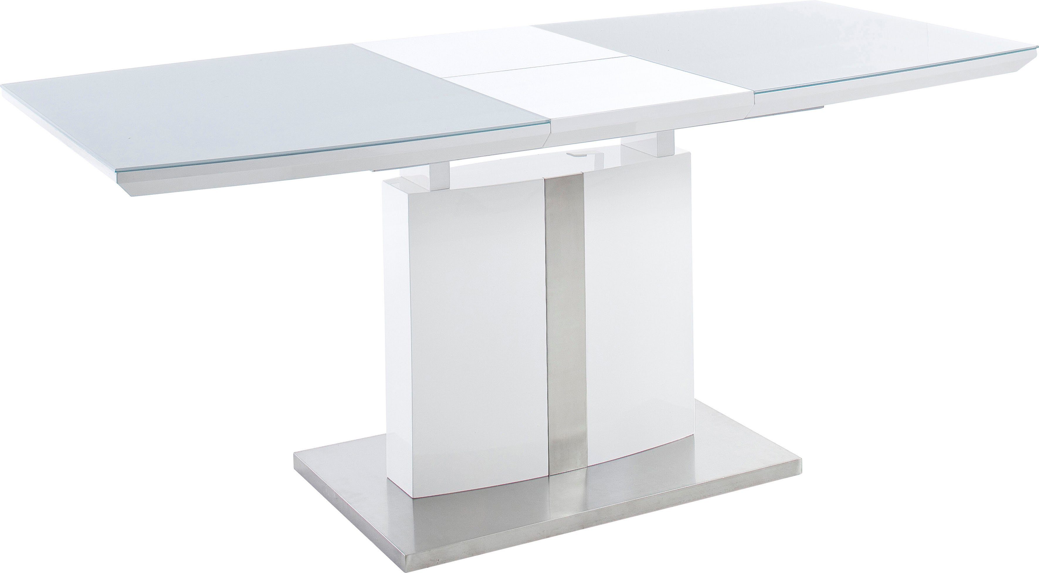 MCA furniture Eettafel Najuma, TOPSELLER! Bootvorm wit met synchroon uittreksysteem, veiligheidsglas