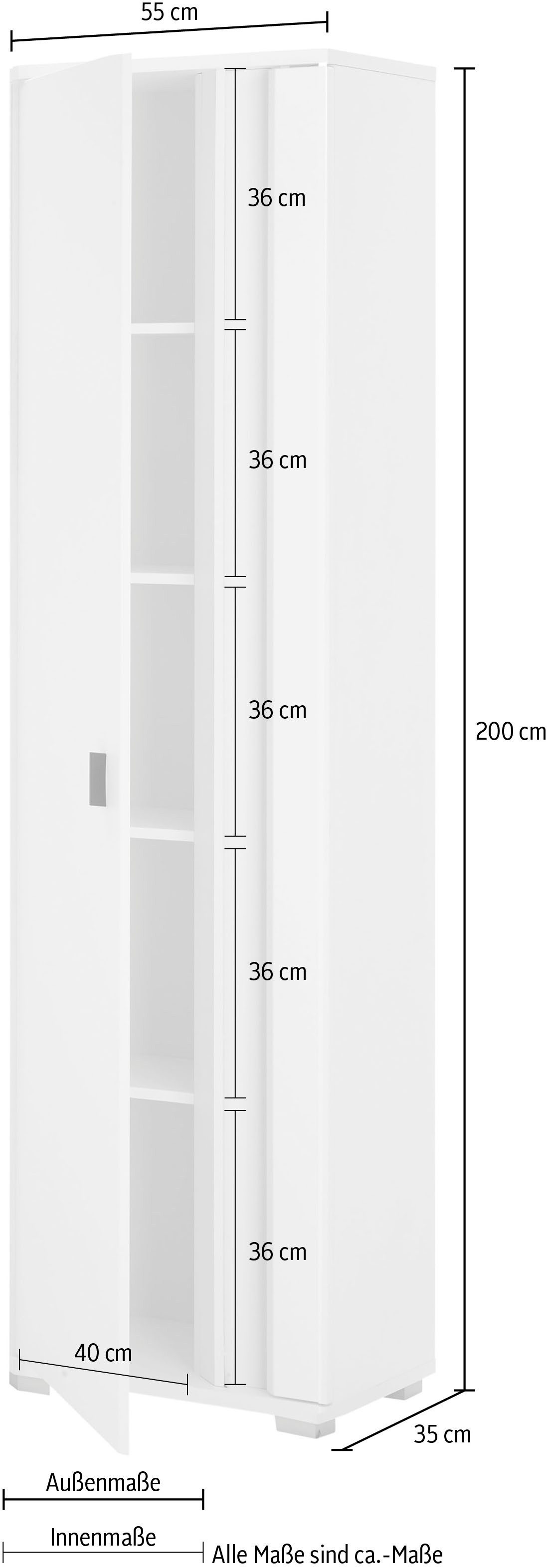 INOSIGN Multifunctionele kast Long Island in moderne trendkleur, inclusief verticale verlichting, breedte 55 cm (1 stuk)