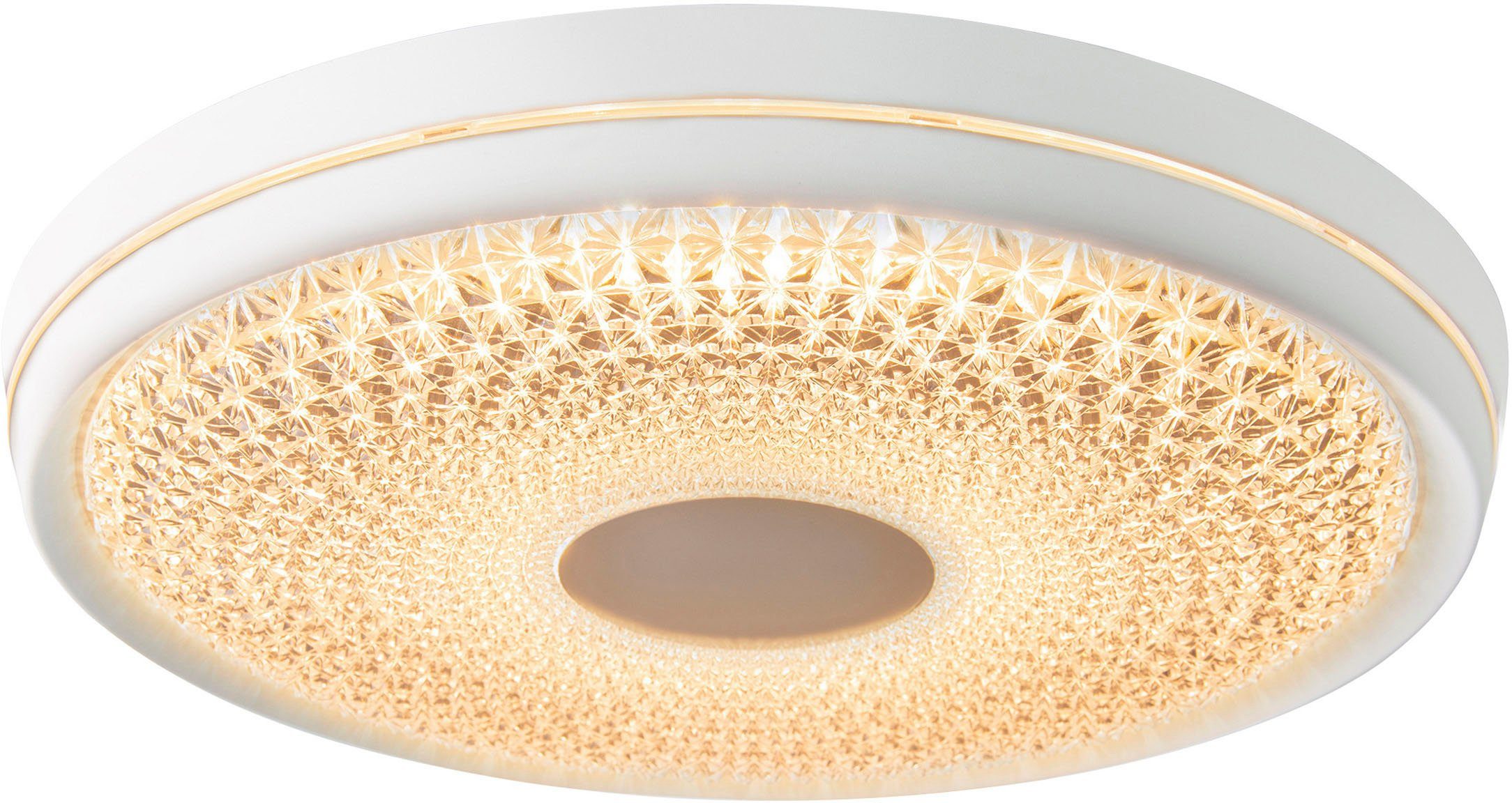 näve Led-plafondlamp BOISE dimbaar, cct-kleurwissel in 3-niveaus via afstandsbediening, kristaluitstraling (1 stuk)