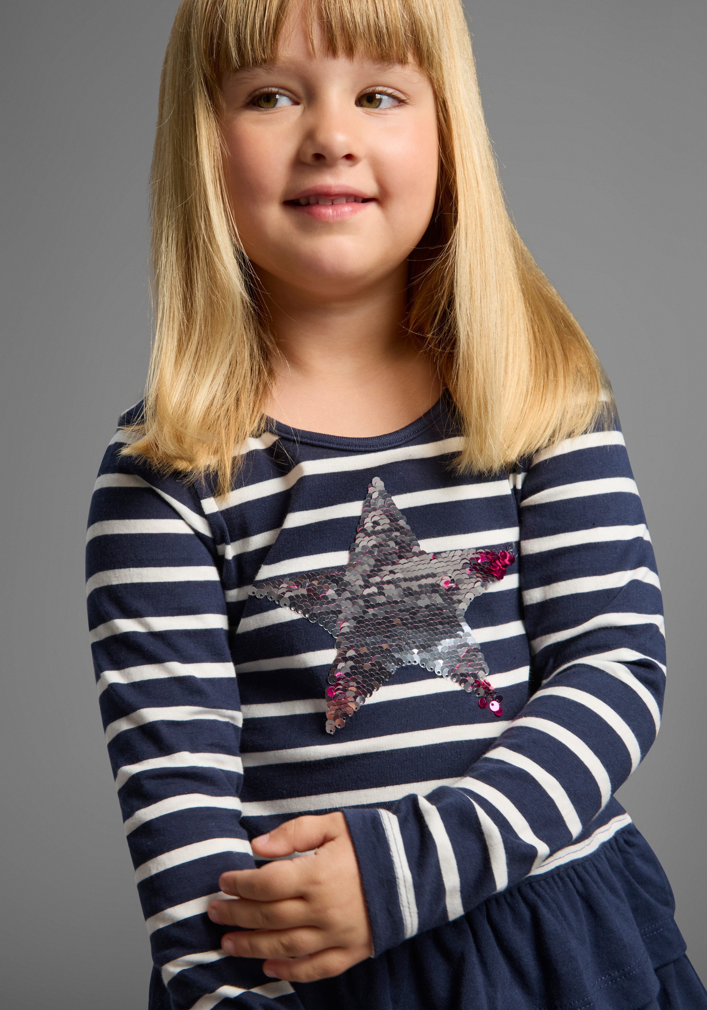 KIDSWORLD Jerseyjurk Voor kleine meisjes voor feesten en speciale gelegenheden, knie-vrije lengte, modieuze stijl