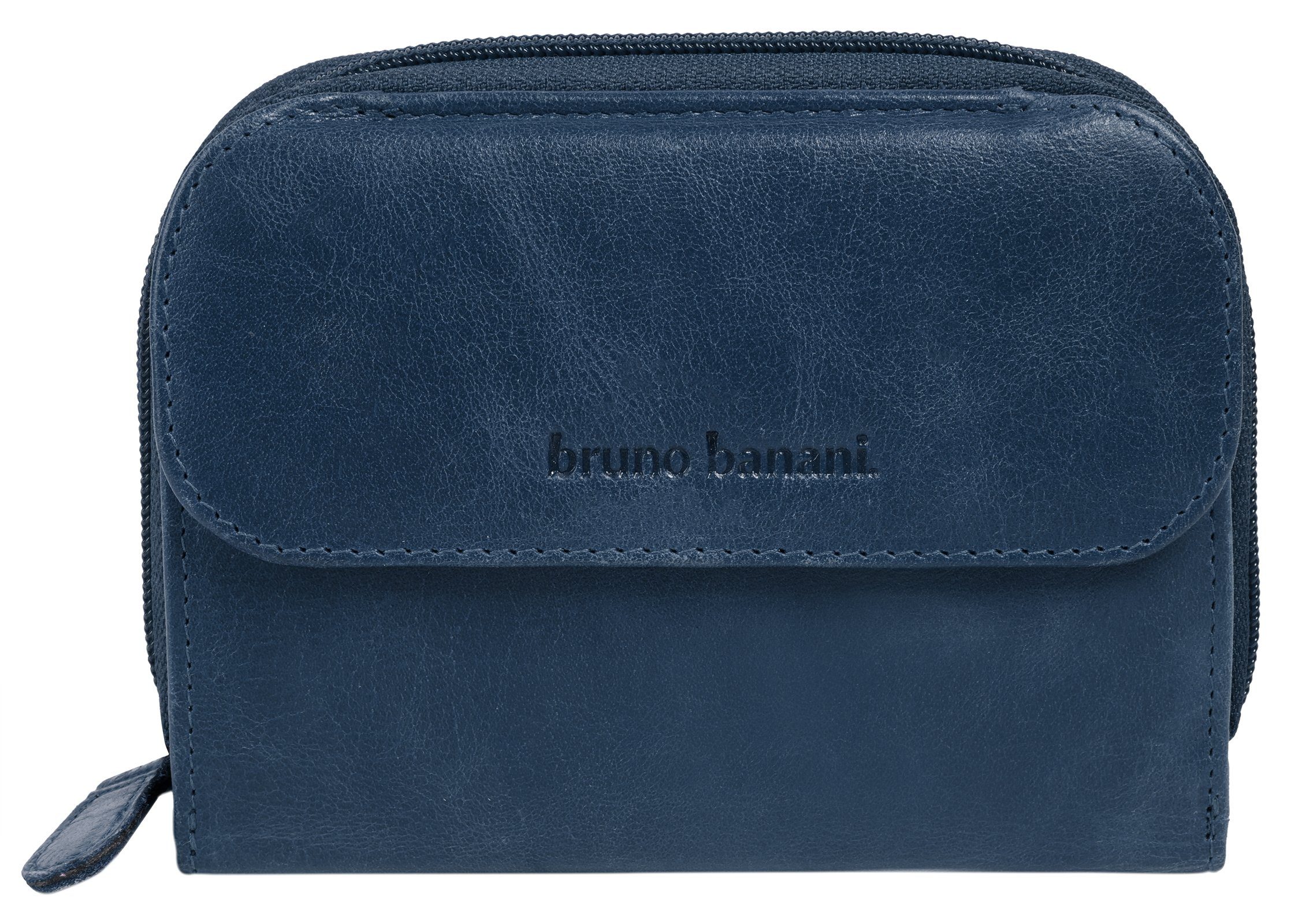 Bruno Banani Portemonnee echt leder unisex portemonnees maat 10 cm blauw