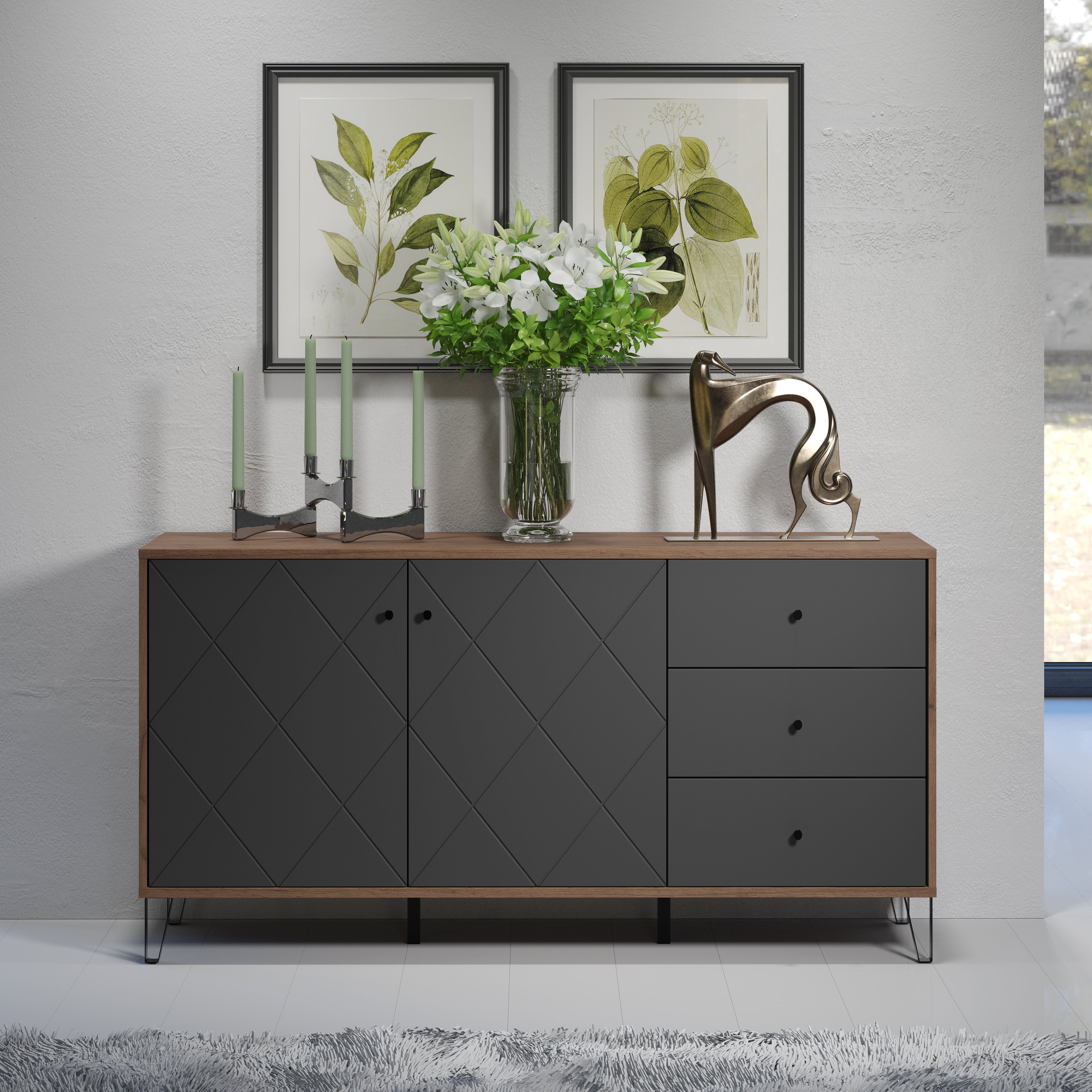 Places of Style Dressoir MOLVENO opvallend design met gestructureerde fronten, soft-closetechniek (1 stuk)