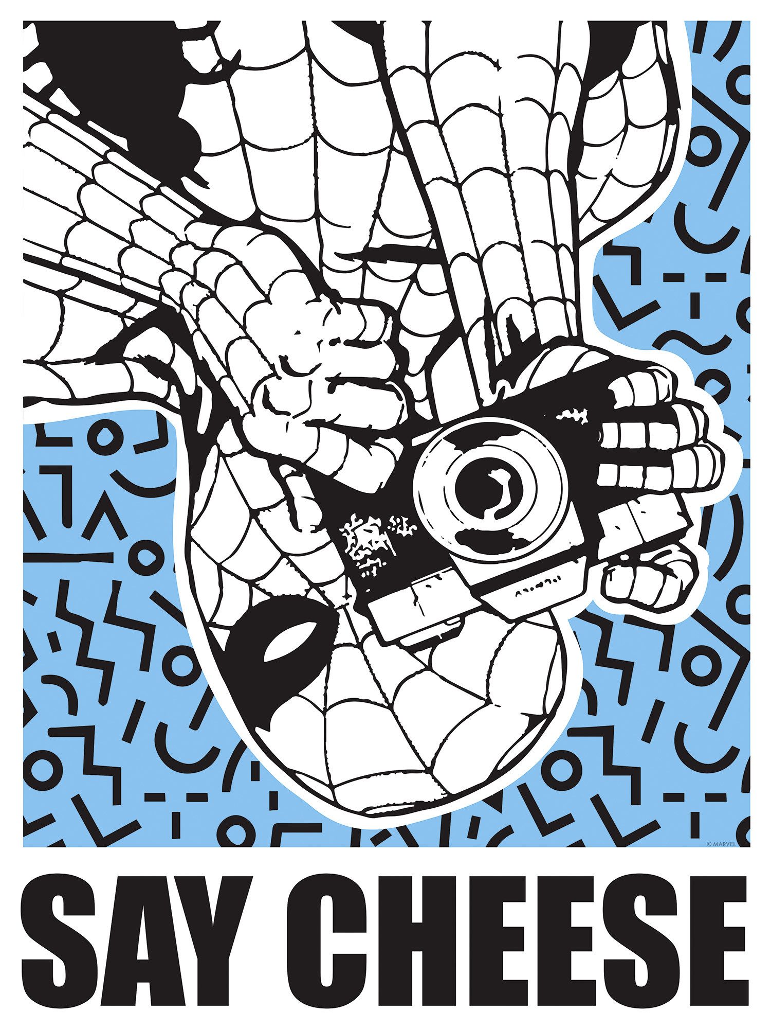 Komar Artprint Marvel Spider-Man Say Cheese Blue 300 x 280 cm (breedte x hoogte) - behang, vlies, woonkamer, slaapkamer (1 stuk)