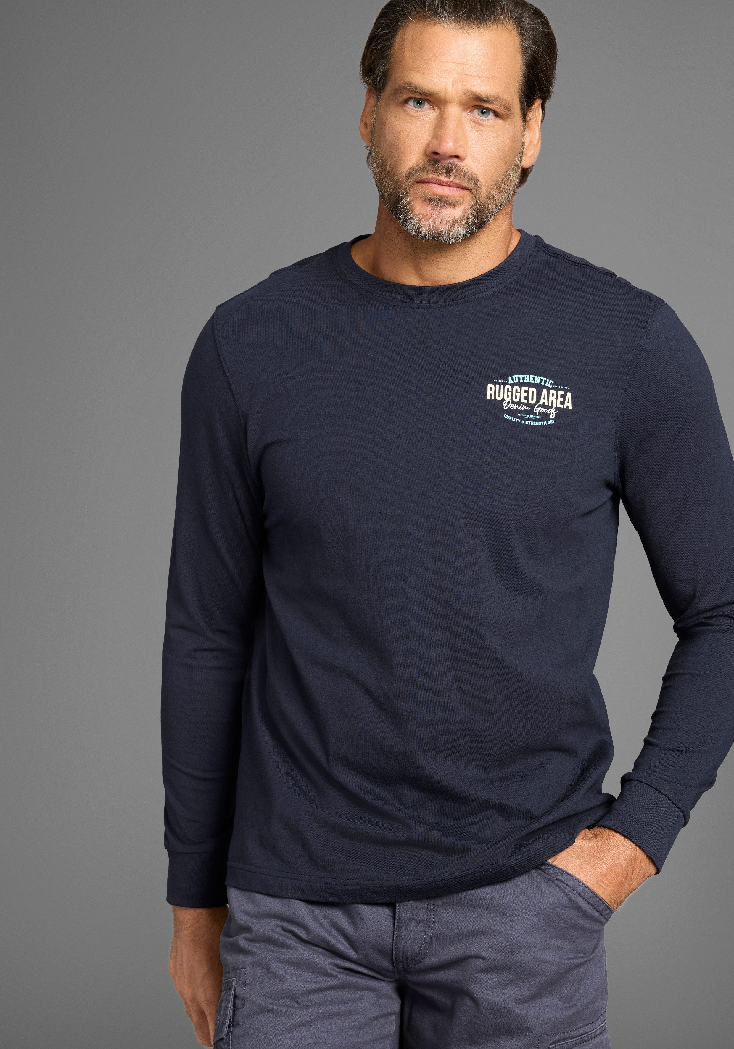 Man's World Shirt met lange mouwen kleine borstprint