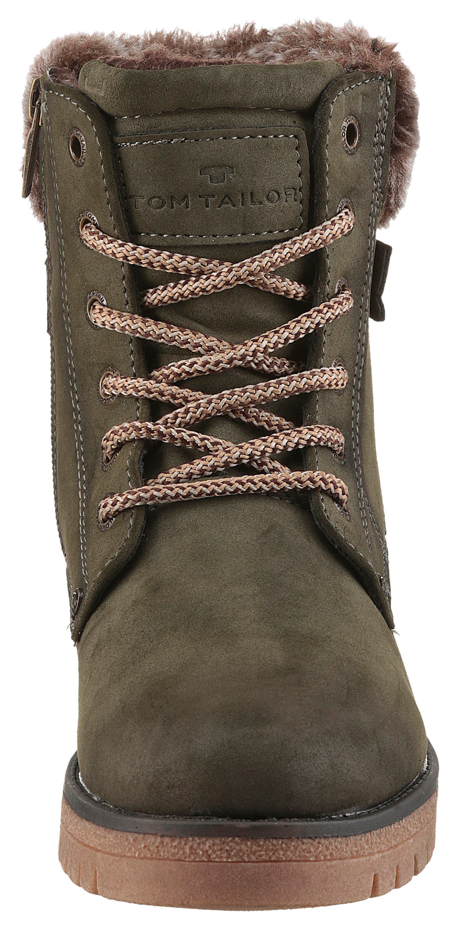 Tom Tailor Winterlaarzen blokhak, veterschoenen, winterlaarsjes, modieuze decoratieve gesp