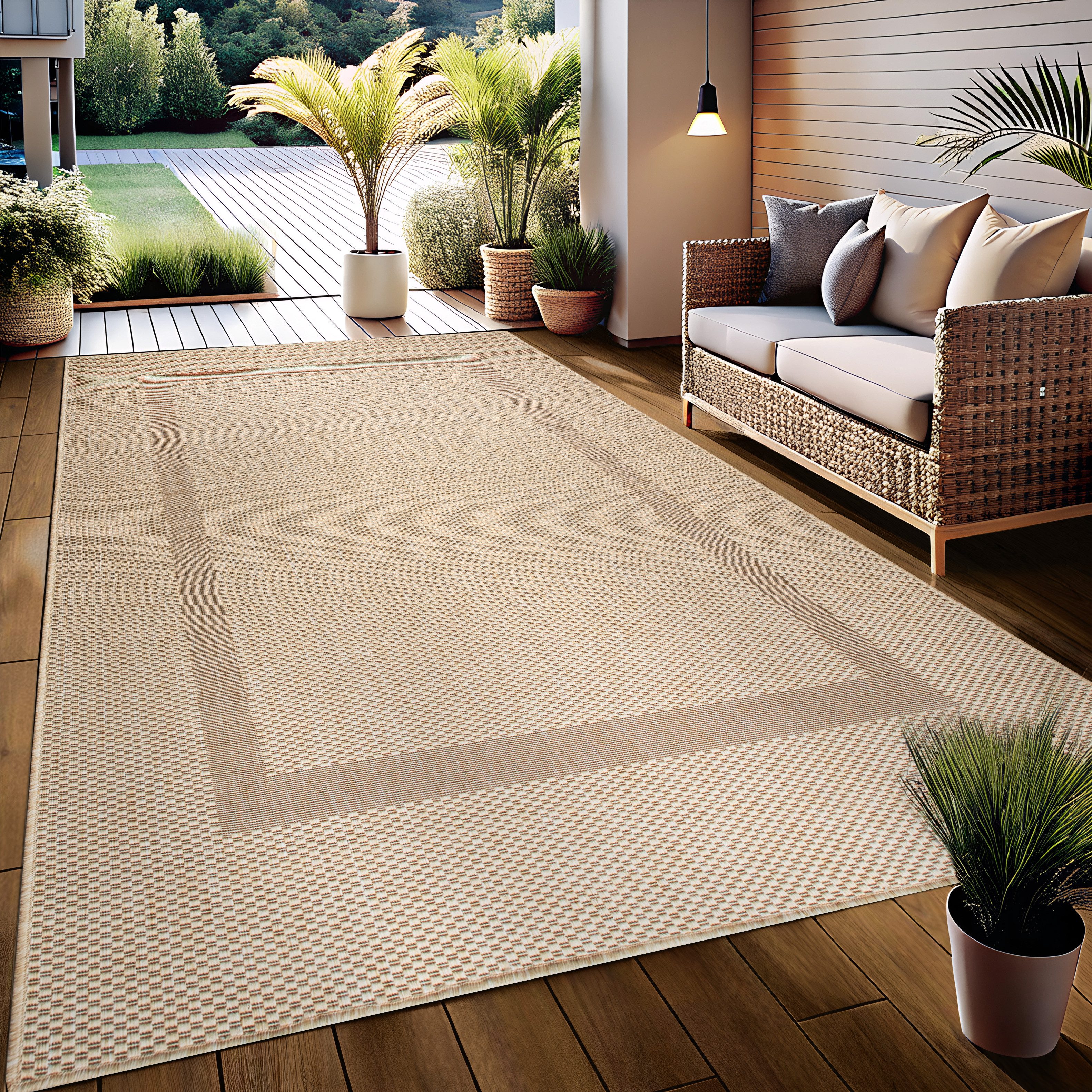my home Vloerkleed Venetië rand is ook als loper verkrijgbaar Geschikt voor binnen en buiten, sisal-look, weerbestendig & uv-bestendig