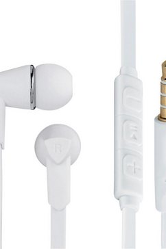 hama in-ear-hoofdtelefoon kopfhoerer "joy", in-ear, mikrofon, flachbandkabel, weiss headset wit