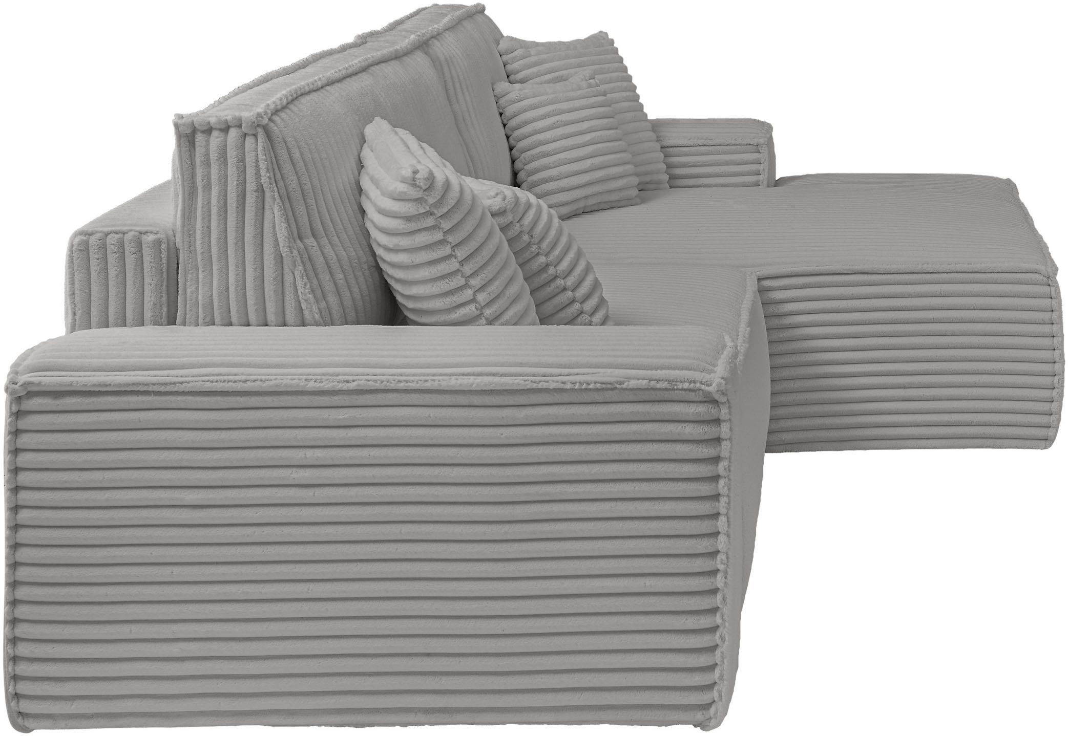 andas Hoekbank Finnley slaapbank 267 cm in Bouclé, fijne structuur en cord, L-vorm
