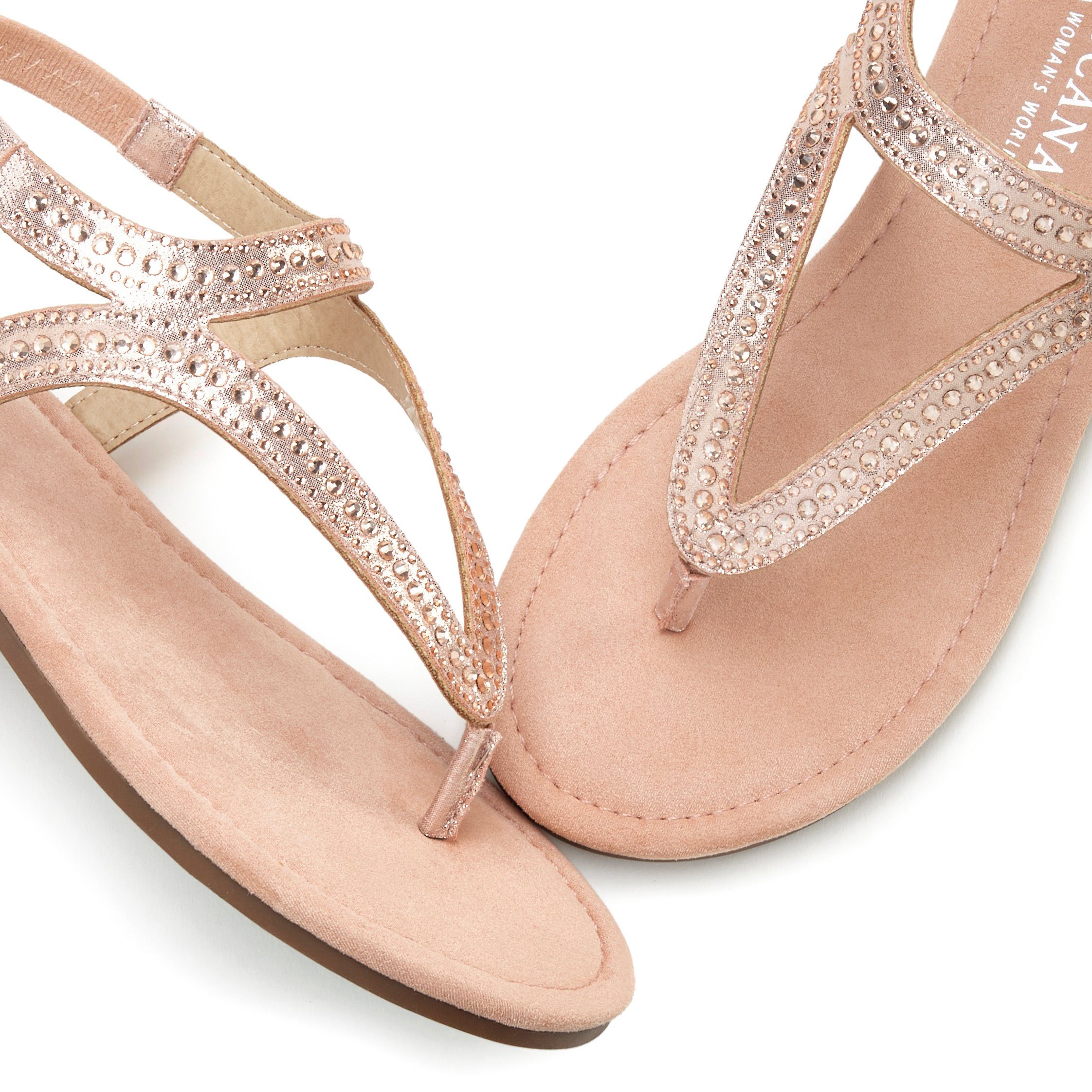 Lascana Teenslippers Sandaal, pantoletten met strassstenen en stretchinzet VEGAN