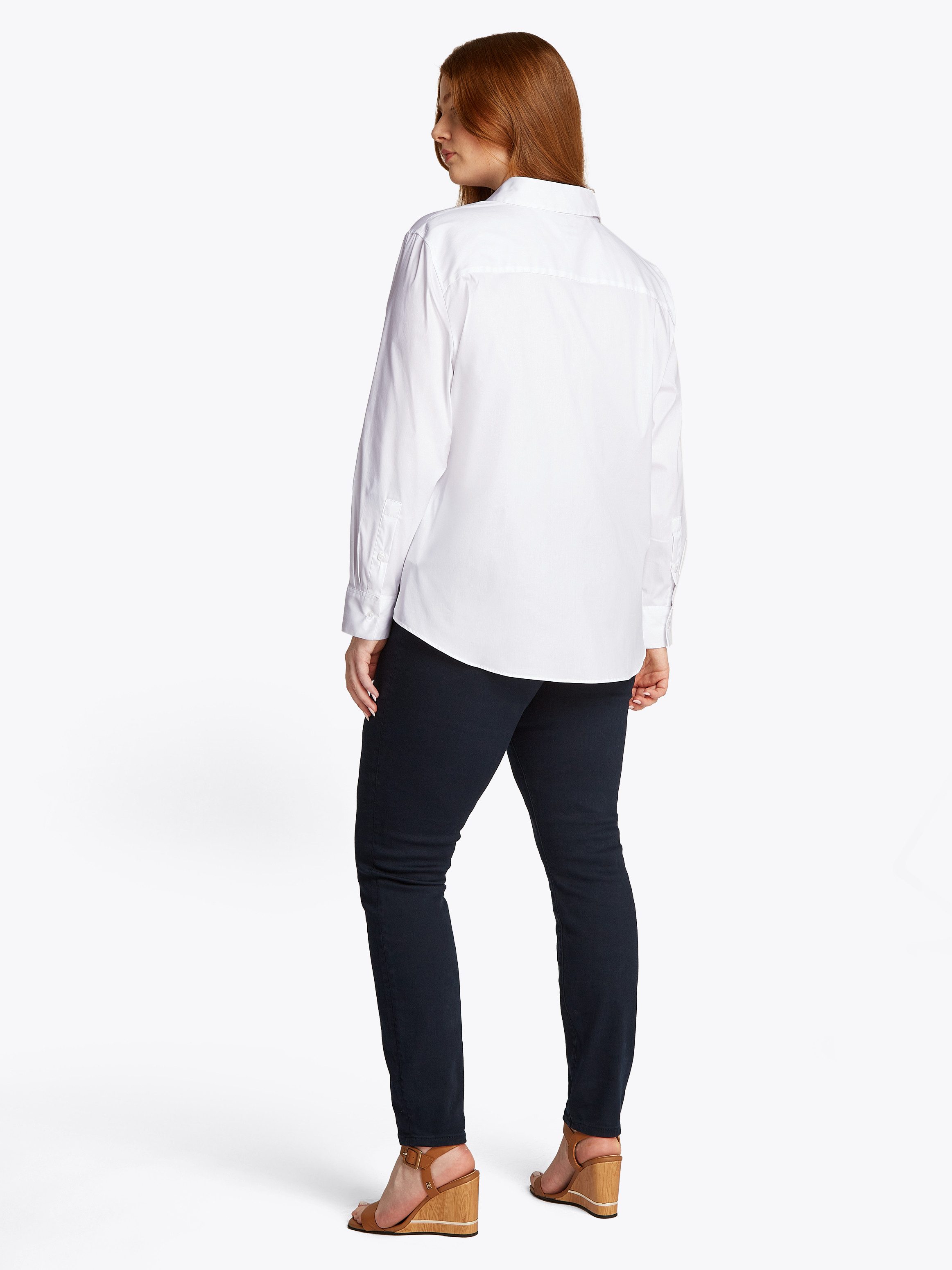 Tommy Hilfiger Curve Overhemdblouse CRV ESS POPLIN REGULAR SHIRT in grote maten, popeline kwaliteit, logoborduursel
