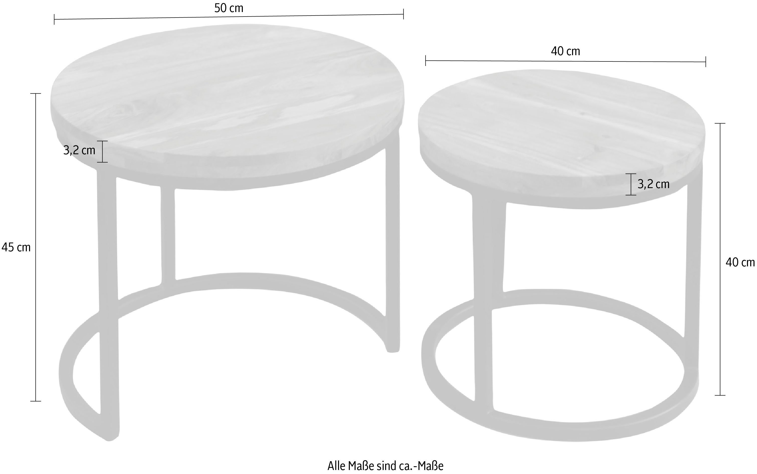 byLIVING Bijzettafel Selma van massief hout, dubbele bijzettafel
