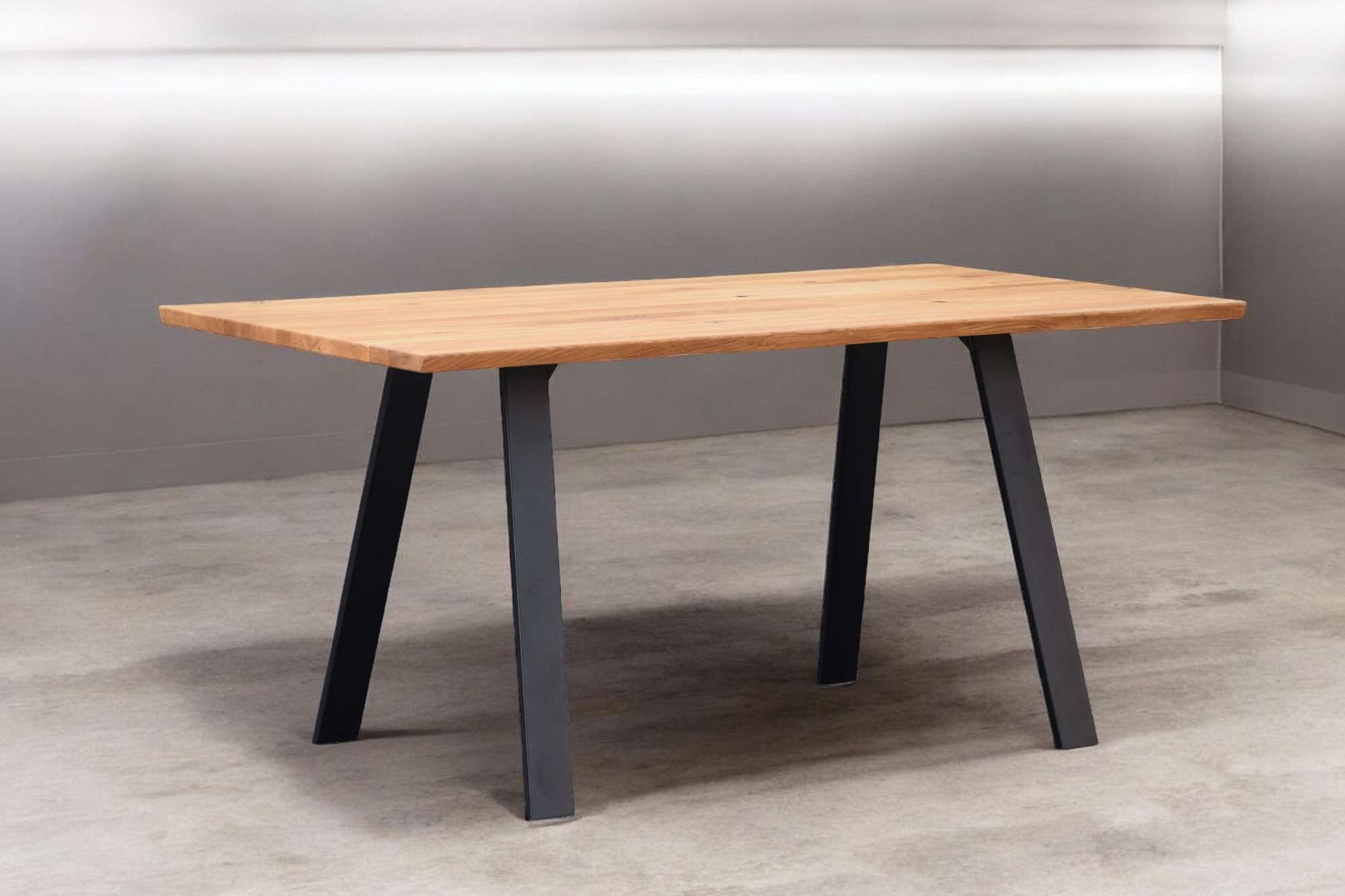 Home affaire Eettafel Reidigen keukentafel, A-vorm metalen frame, massief gewild eikenhout, geolied