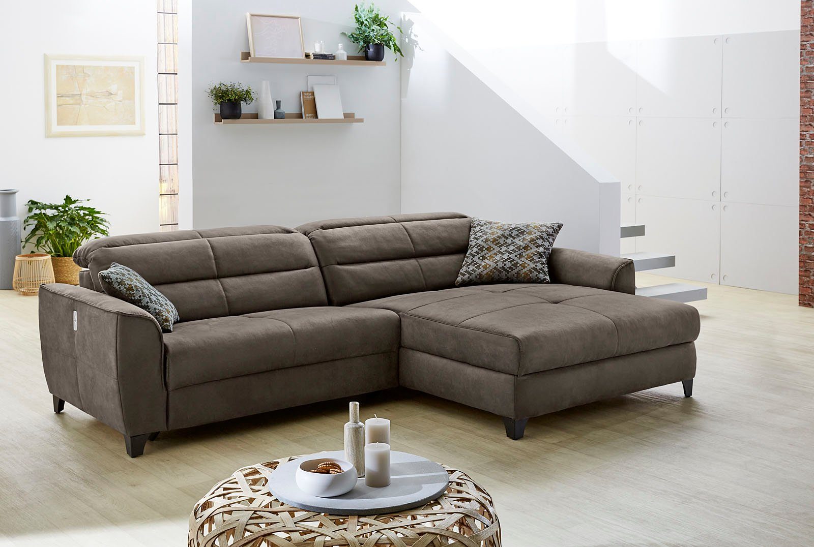Jockenhöfer Gruppe Hoekbank Double One L-vorm met 2 x 120 cm brede, elektrisch verstelbare relaxfuncties