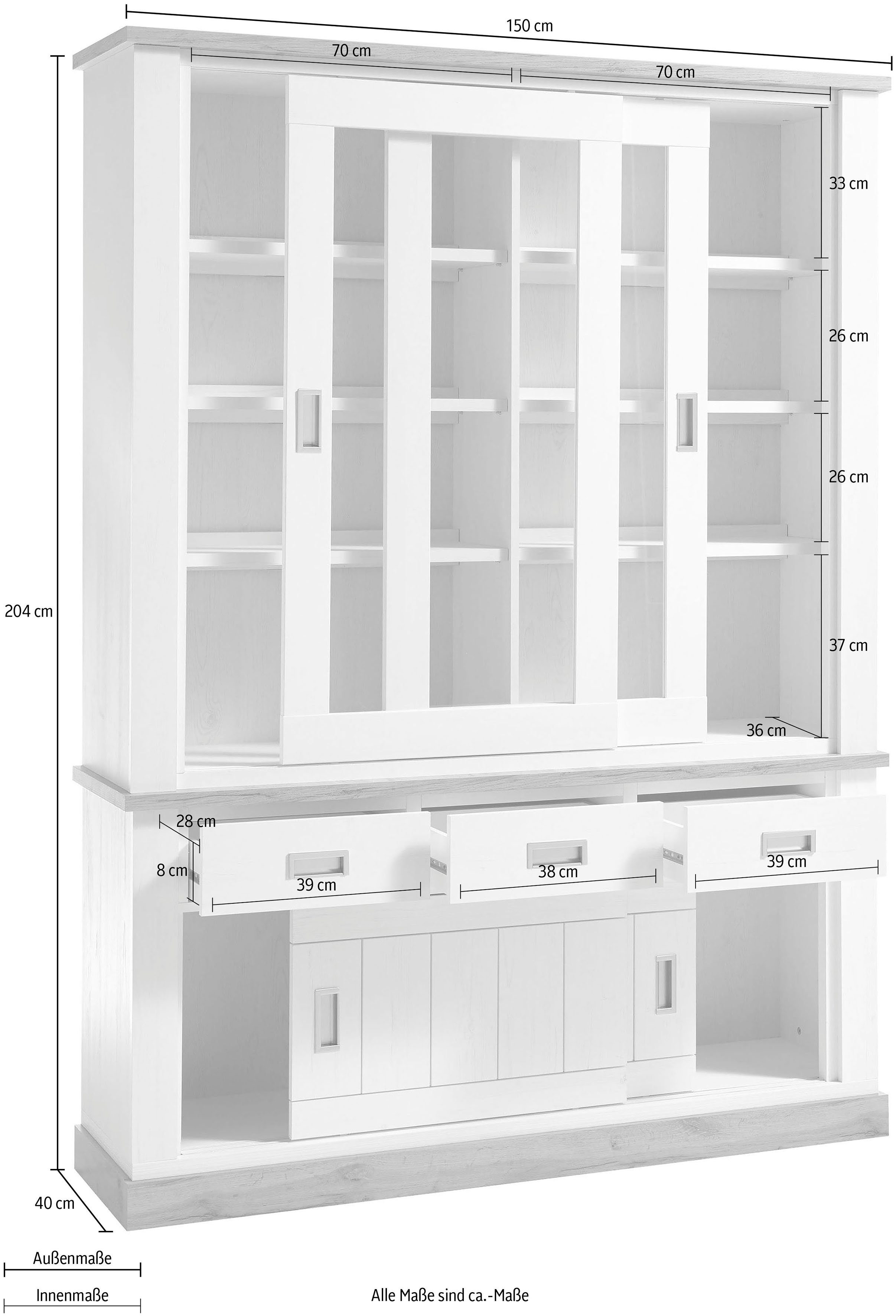 Home affaire Buffetkast Orlando Hoogte ca. 204 cm