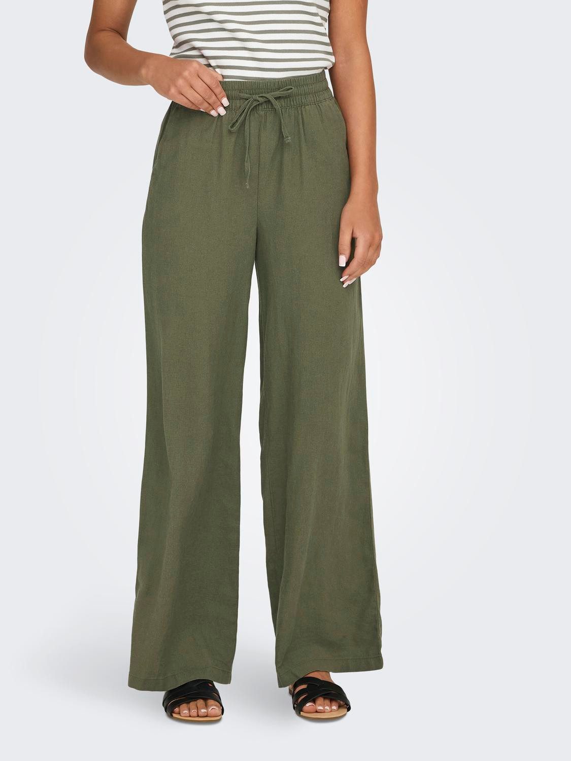 JDY Linnen broek JDYSAY LINEN HW WIDE PANT WVN NOOS
