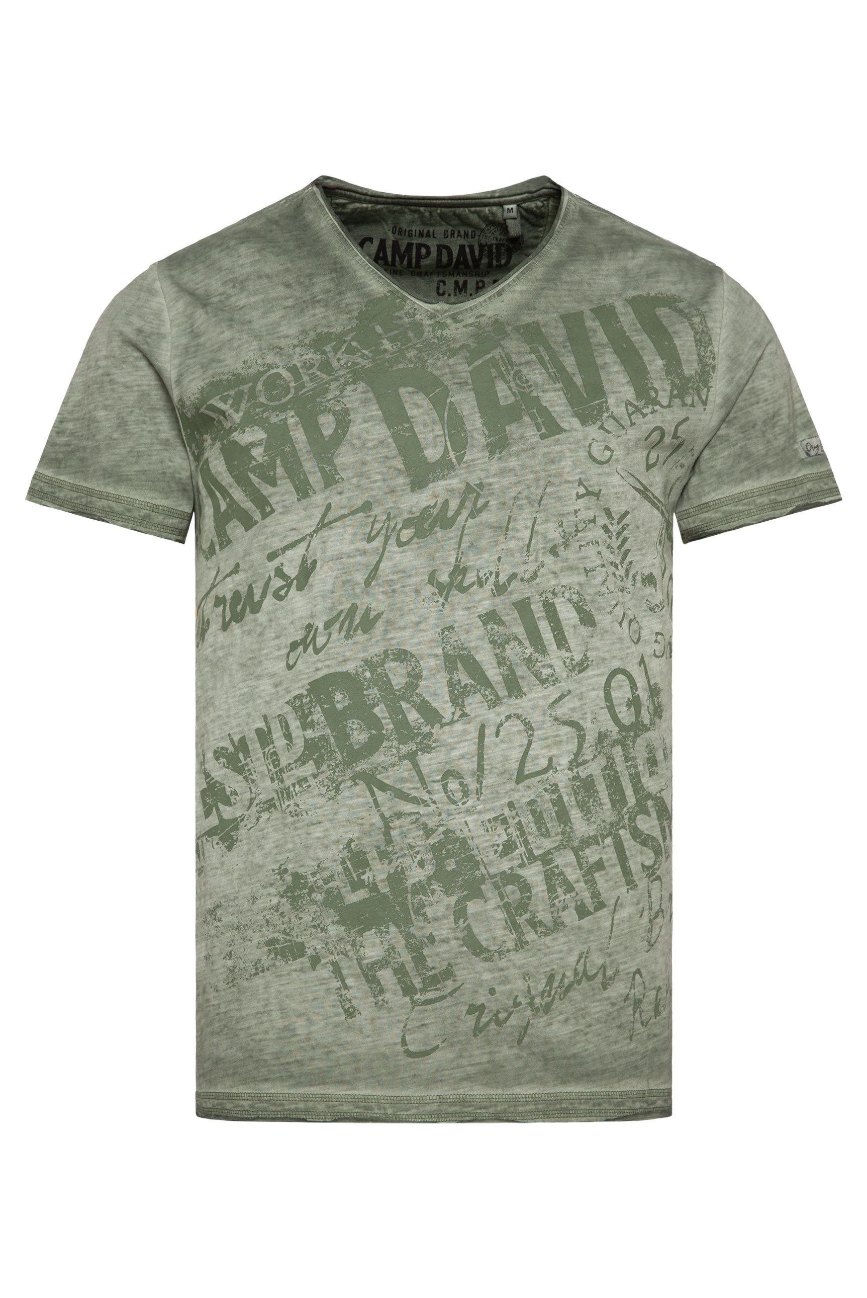 CAMP DAVID T-shirt met merkopschrift voor