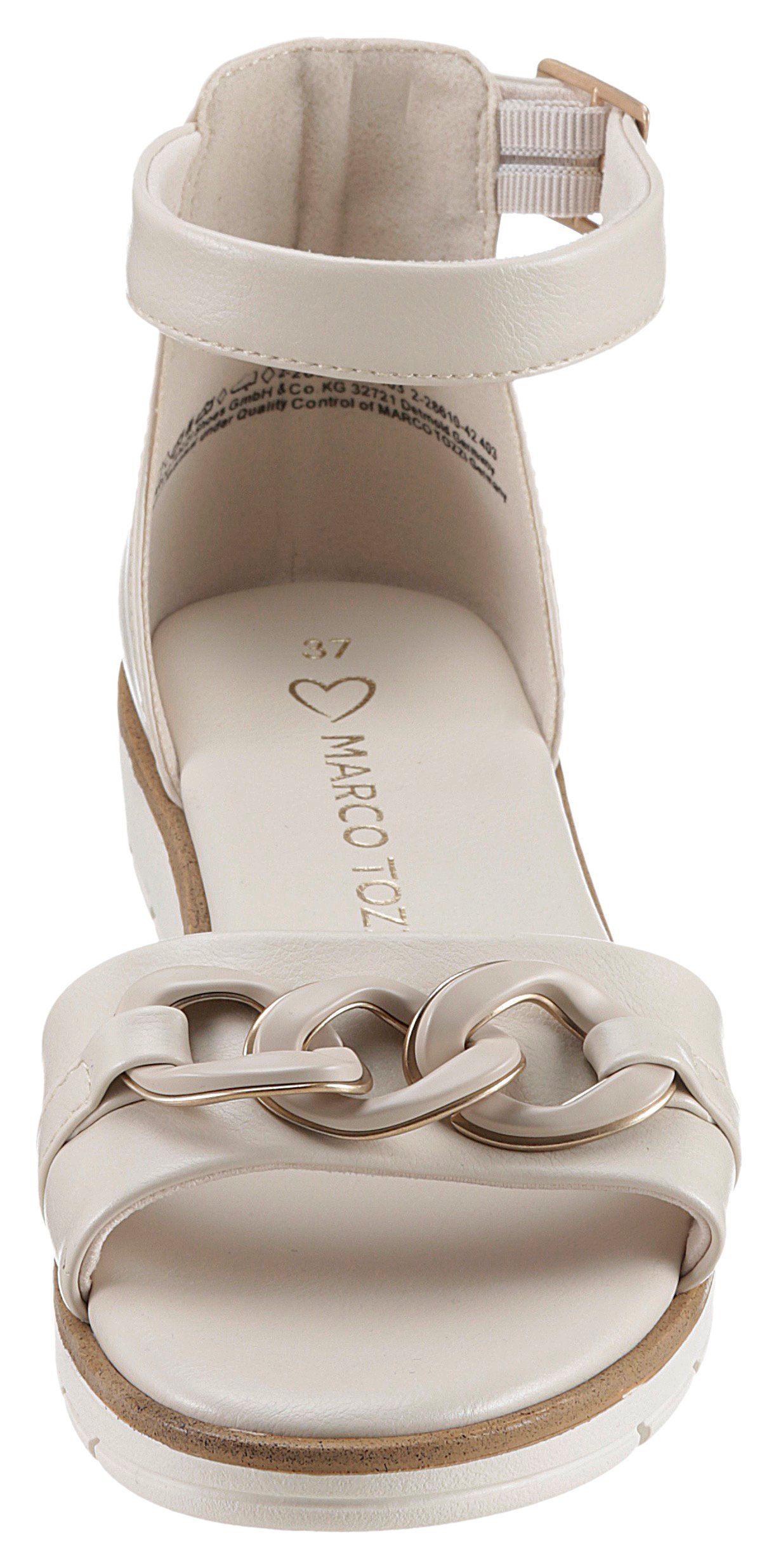 Marco Tozzi Sandalen , sleehak, zomerschoen, sandaal, met sierketting in ton-sur-ton
