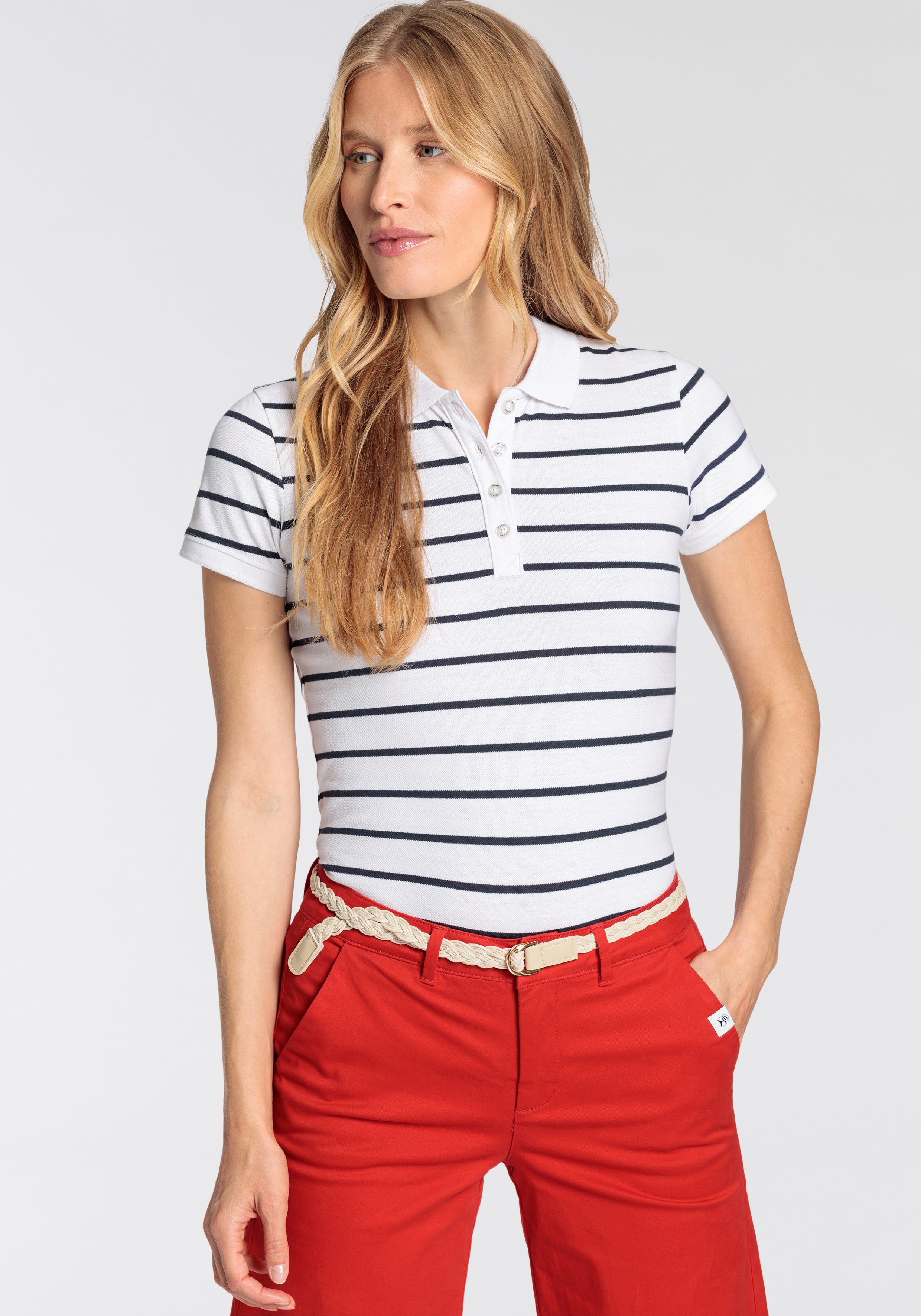DELMAO Poloshirt met strepen van voorgeverfd garen