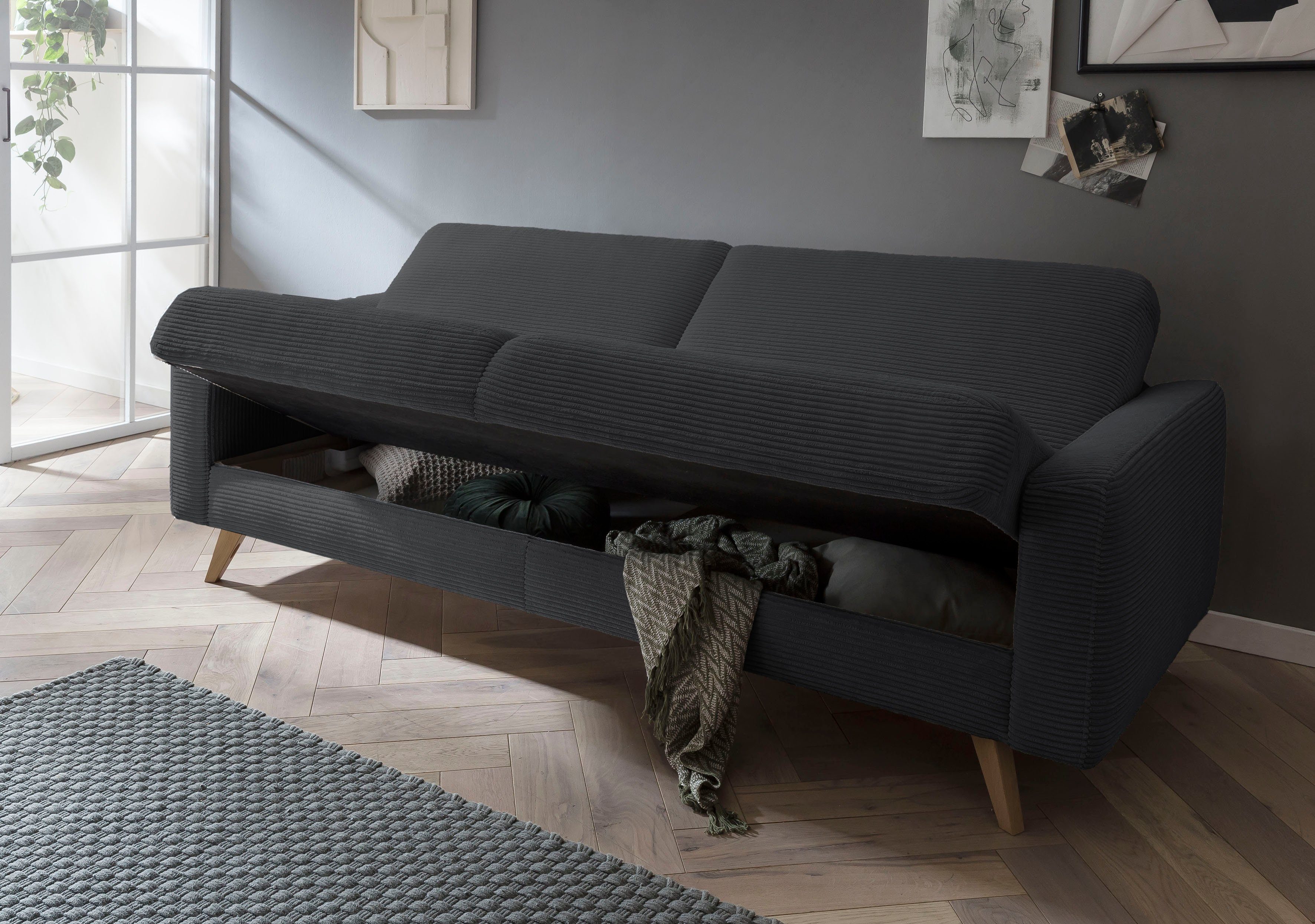 exxpo - sofa fashion 3-zitsbank Samso, elegant en comfortabel, actuele cord bekleding, kantelbank