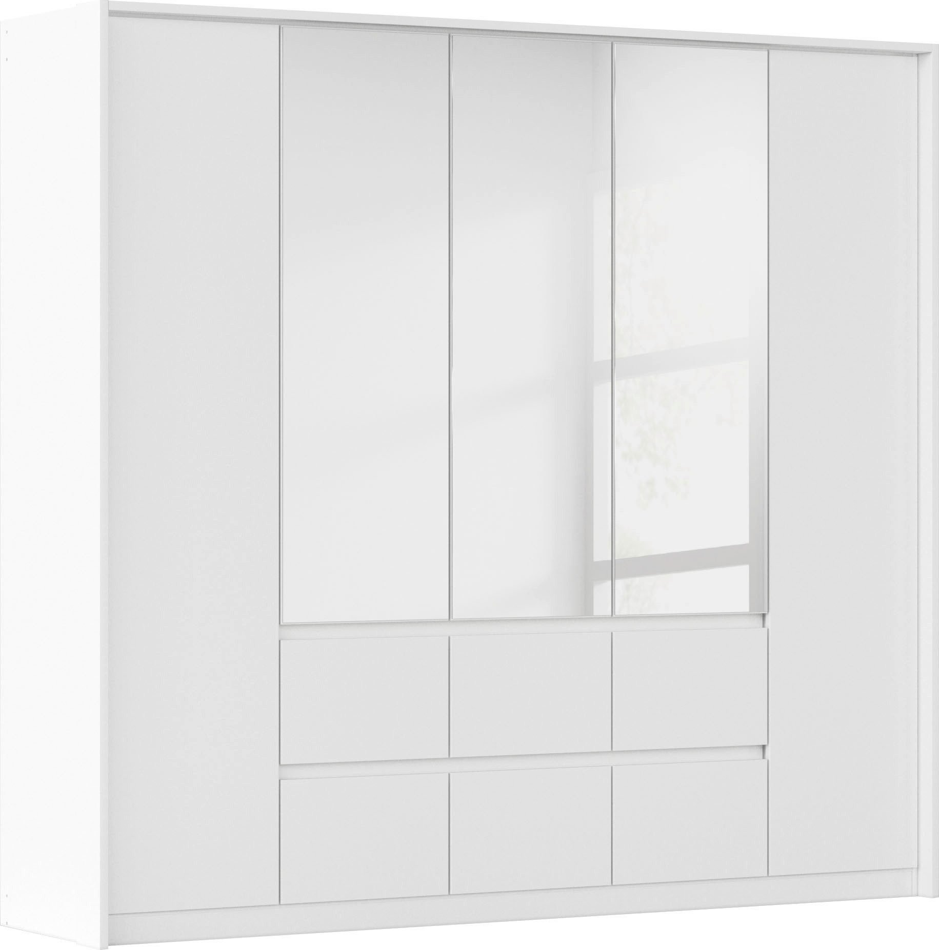 rauch Draaideurkast Mainz met spiegel en passe-partout optioneel met verlichting, buitendeuren met push-to-openfunctie kledingkasten maat 230 cm x