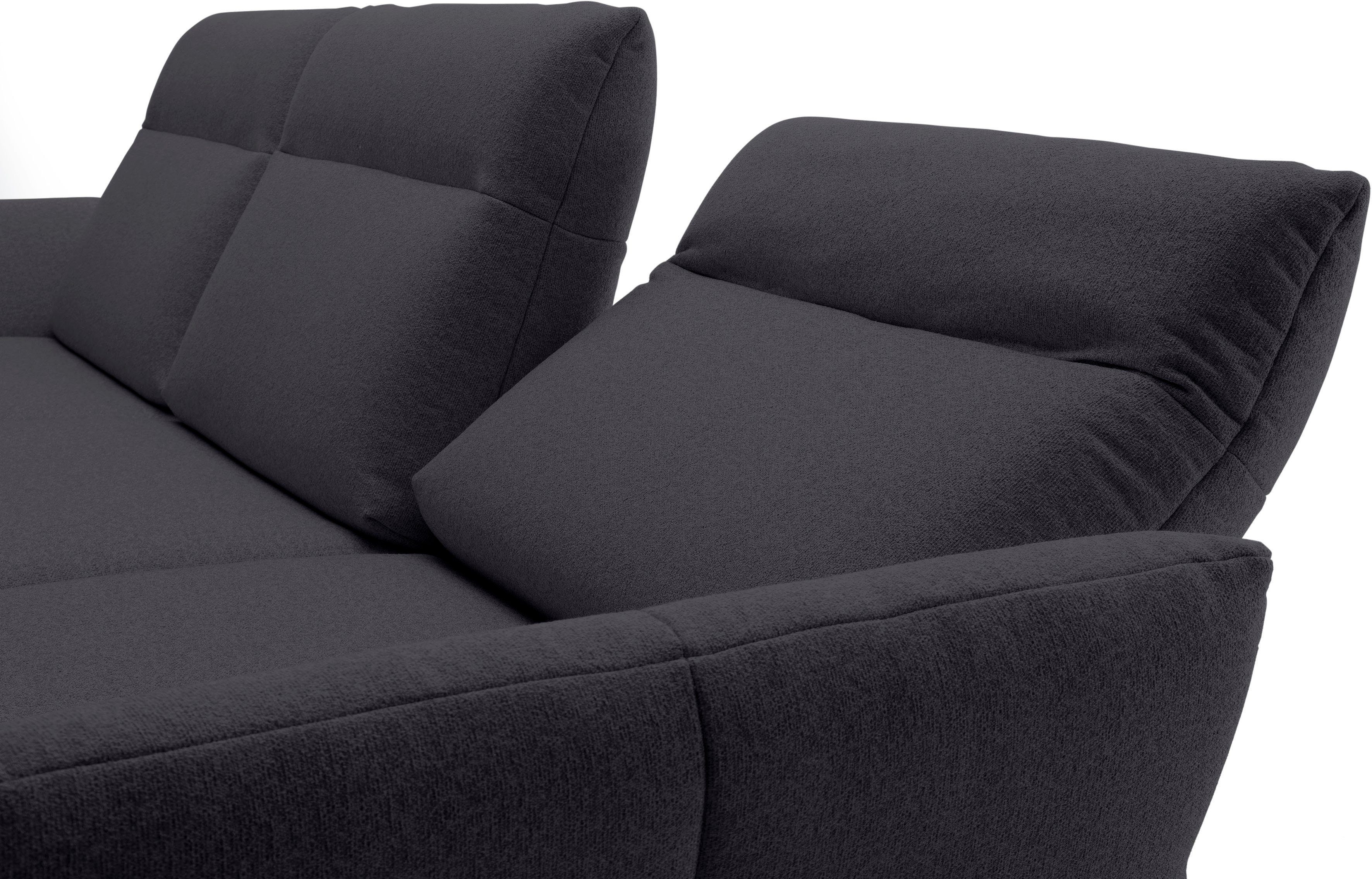 Creation BY ROLF BENZ Hoekbank Hs.460 Sokkel in walnotenhout, onderstel in umbra grijs, breedte 298 cm
